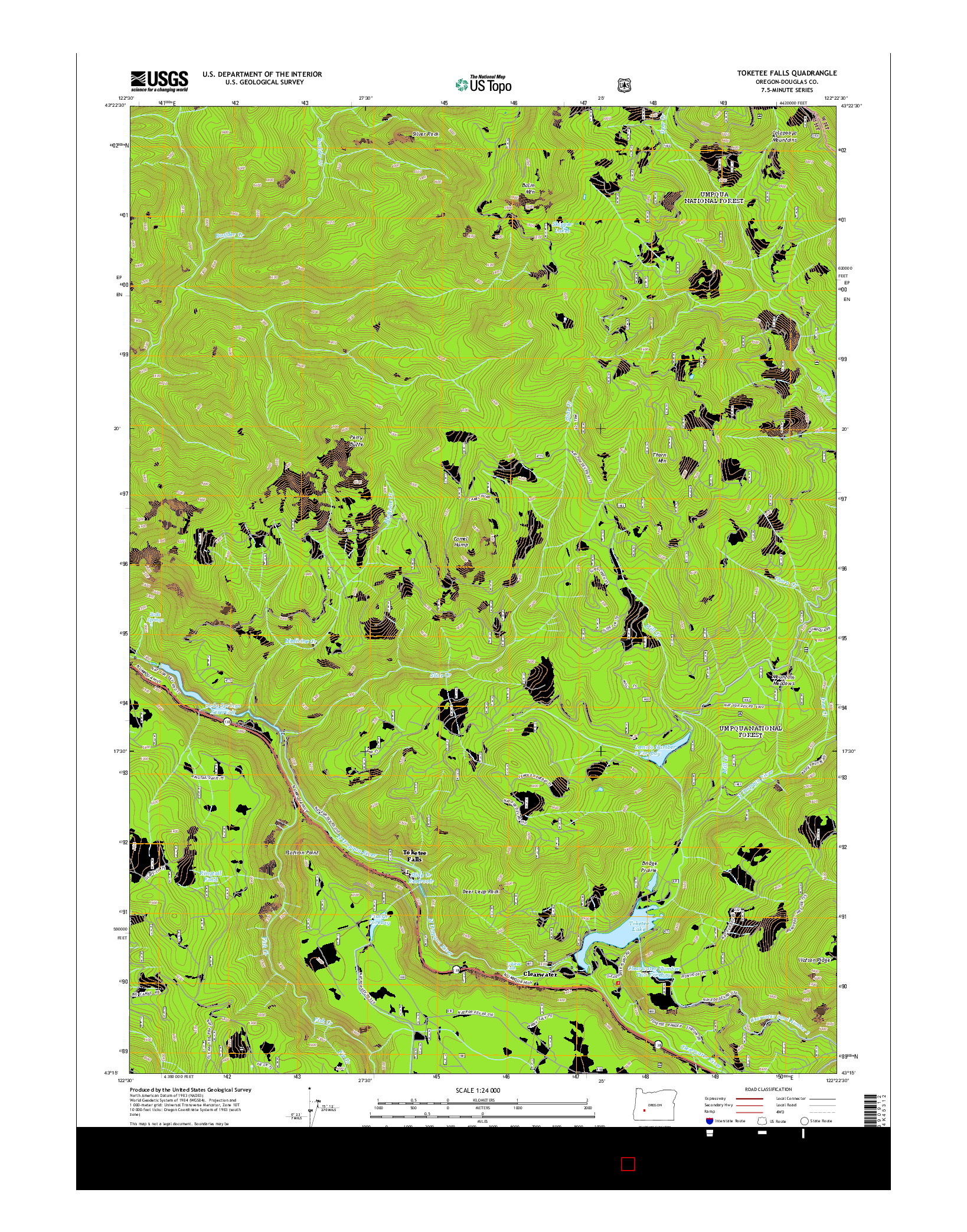 USGS US TOPO 7.5-MINUTE MAP FOR TOKETEE FALLS, OR 2014