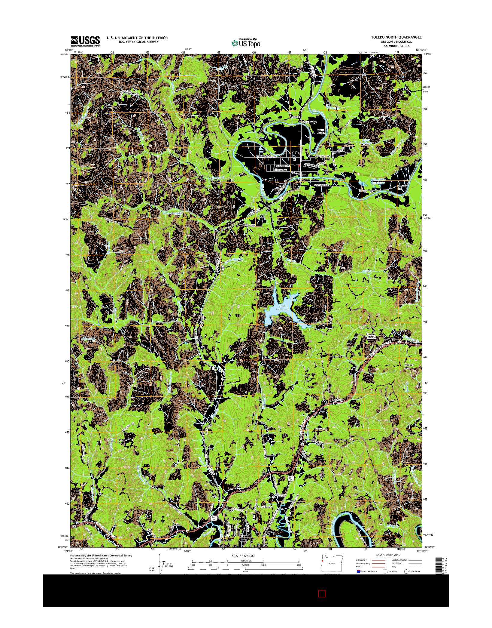 USGS US TOPO 7.5-MINUTE MAP FOR TOLEDO NORTH, OR 2014