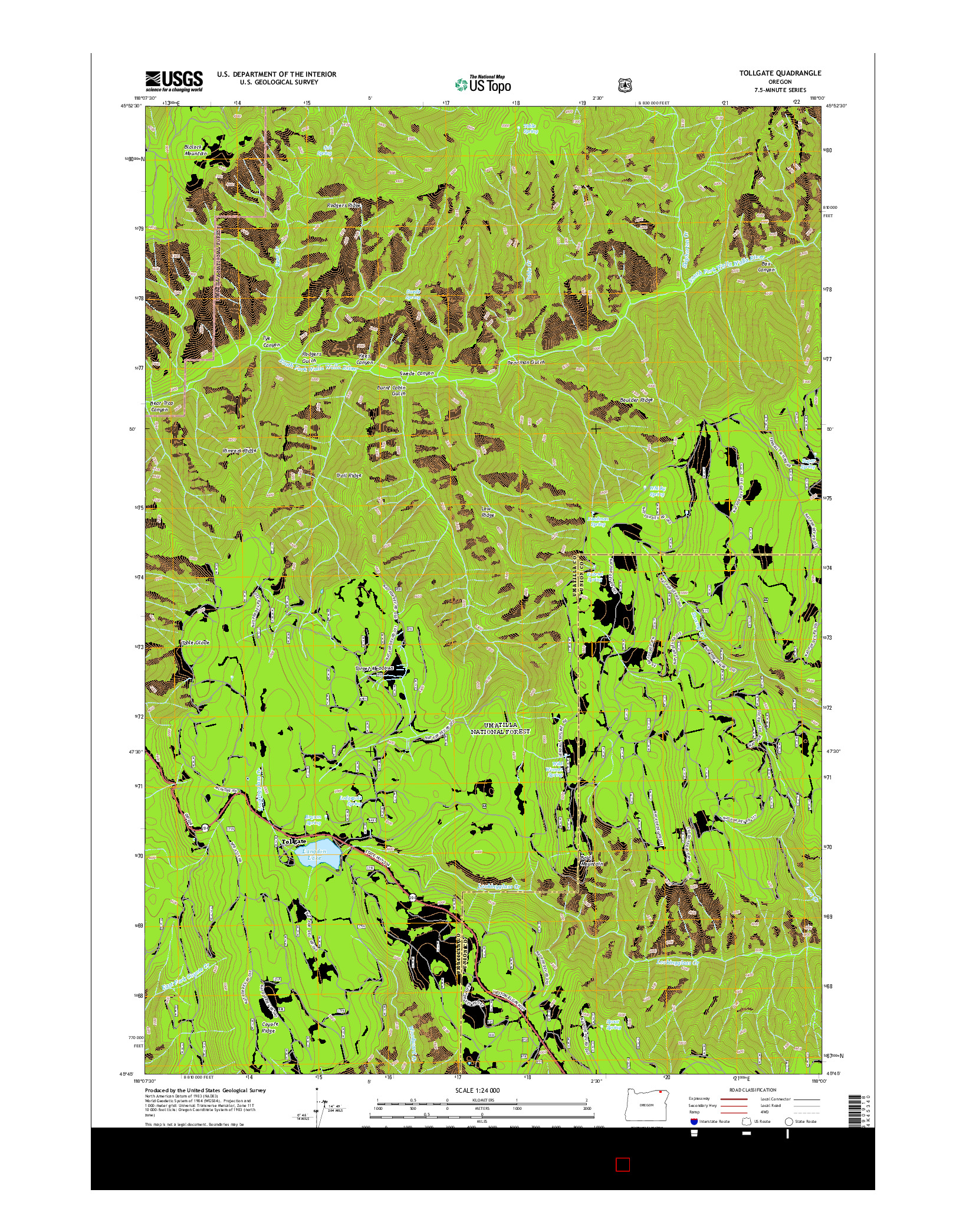 USGS US TOPO 7.5-MINUTE MAP FOR TOLLGATE, OR 2014