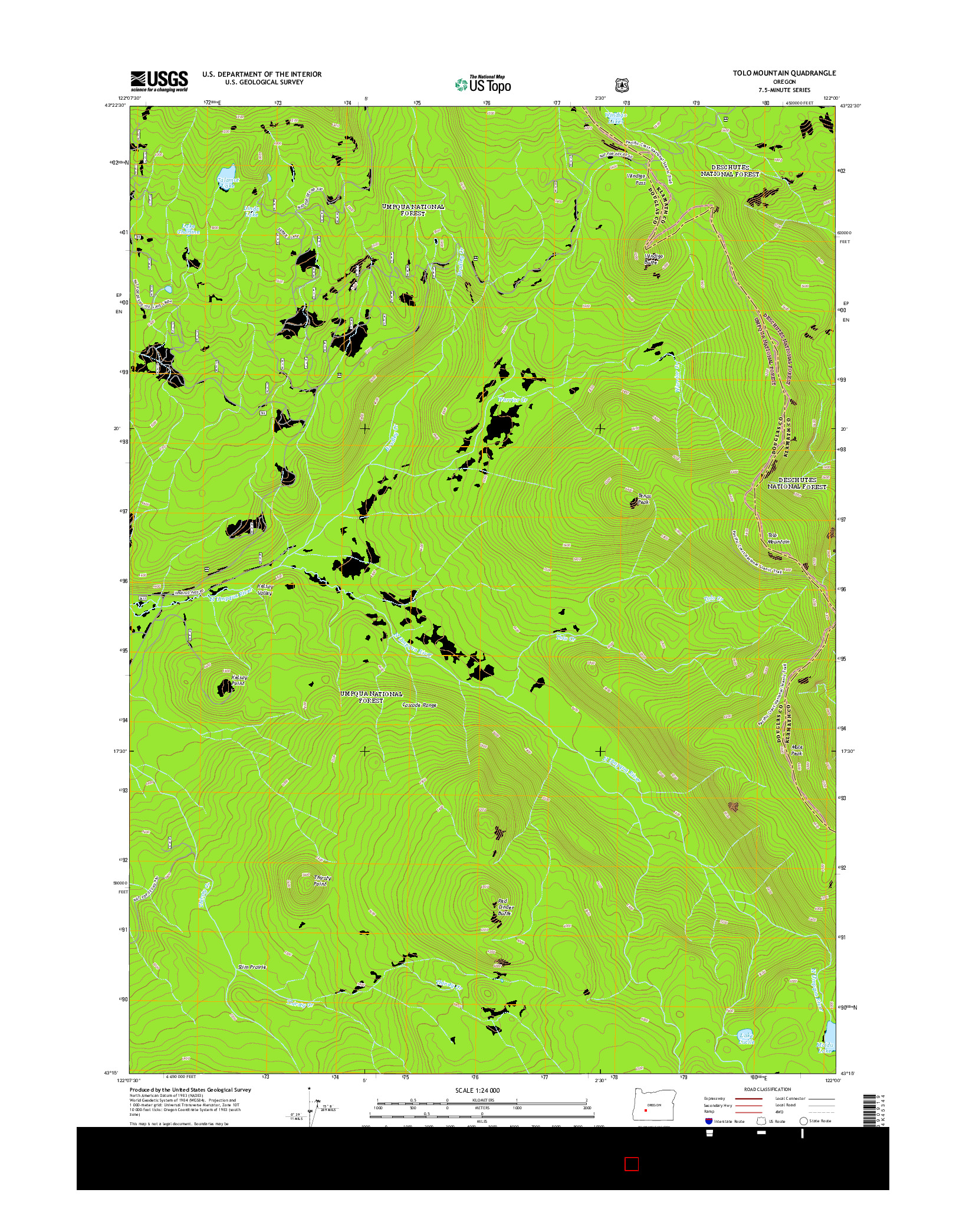 USGS US TOPO 7.5-MINUTE MAP FOR TOLO MOUNTAIN, OR 2014