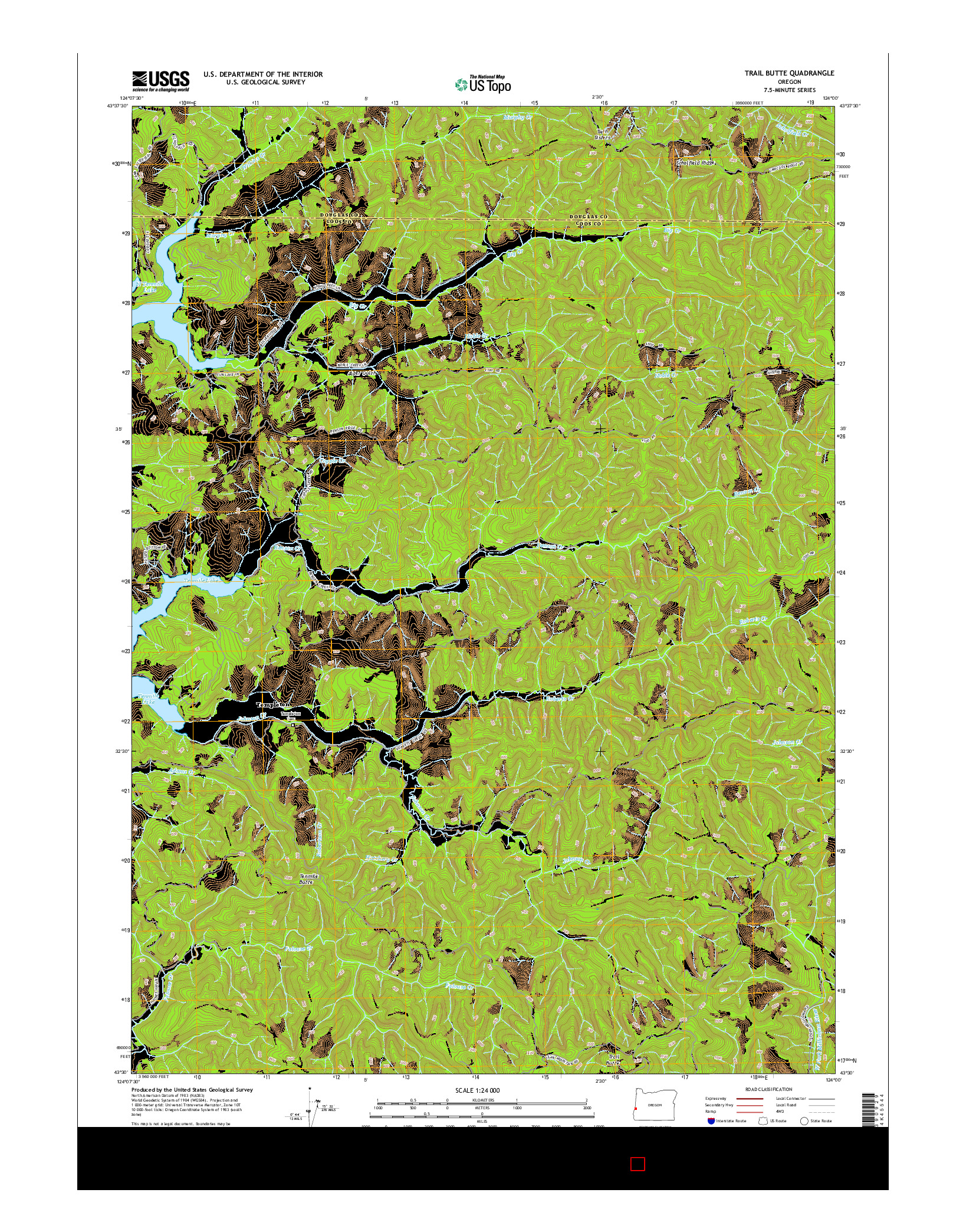 USGS US TOPO 7.5-MINUTE MAP FOR TRAIL BUTTE, OR 2014