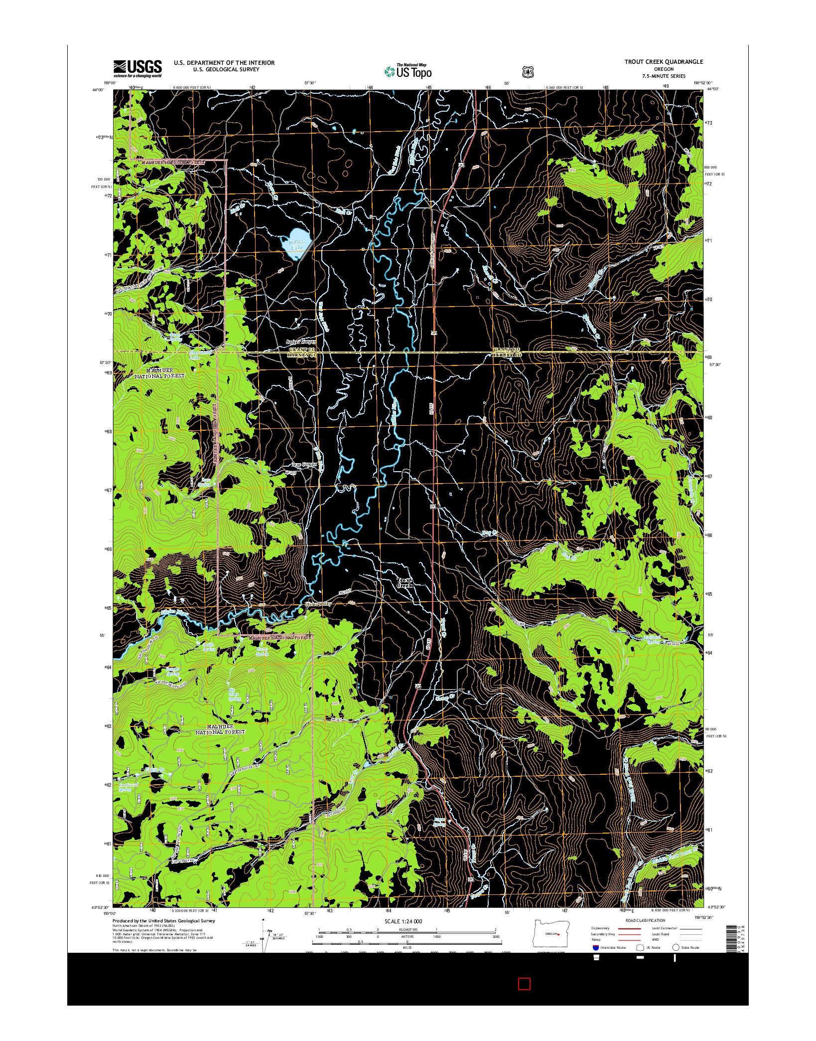 USGS US TOPO 7.5-MINUTE MAP FOR TROUT CREEK, OR 2014