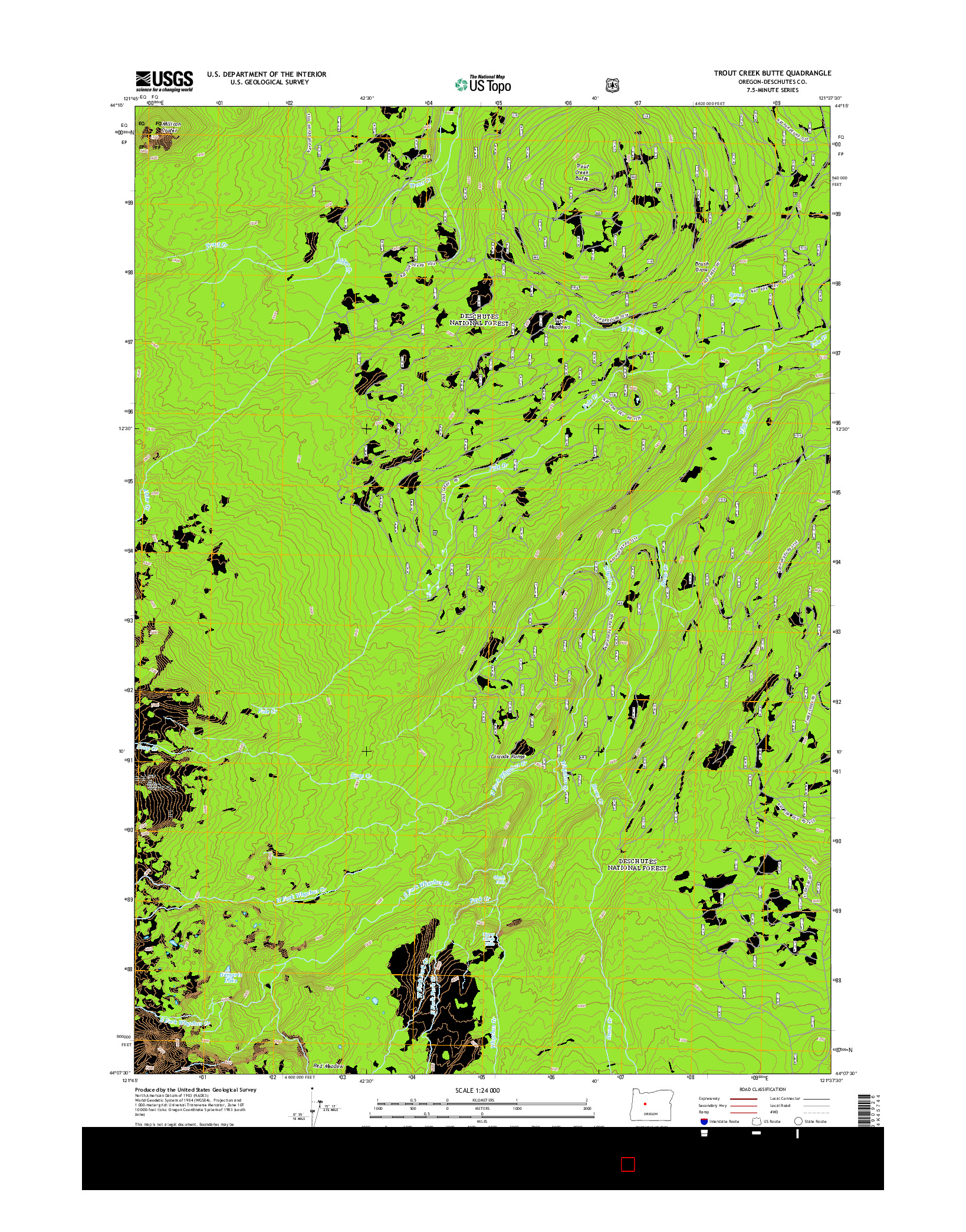 USGS US TOPO 7.5-MINUTE MAP FOR TROUT CREEK BUTTE, OR 2014