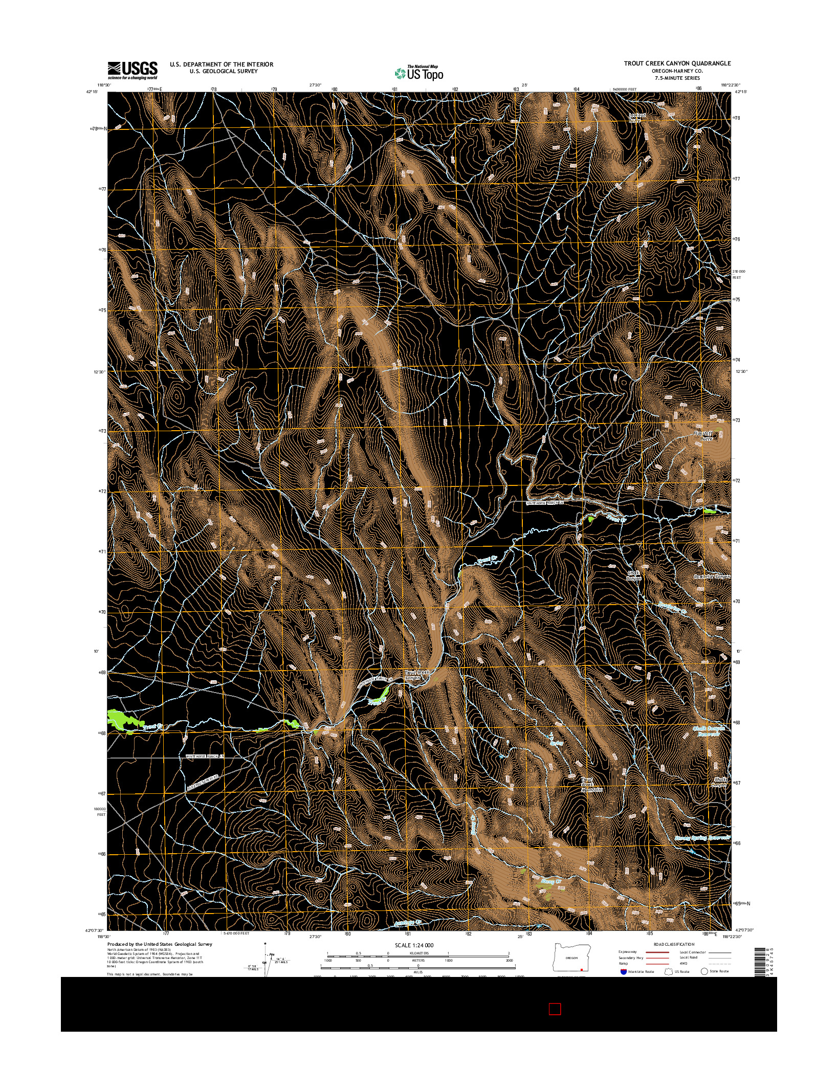 USGS US TOPO 7.5-MINUTE MAP FOR TROUT CREEK CANYON, OR 2014