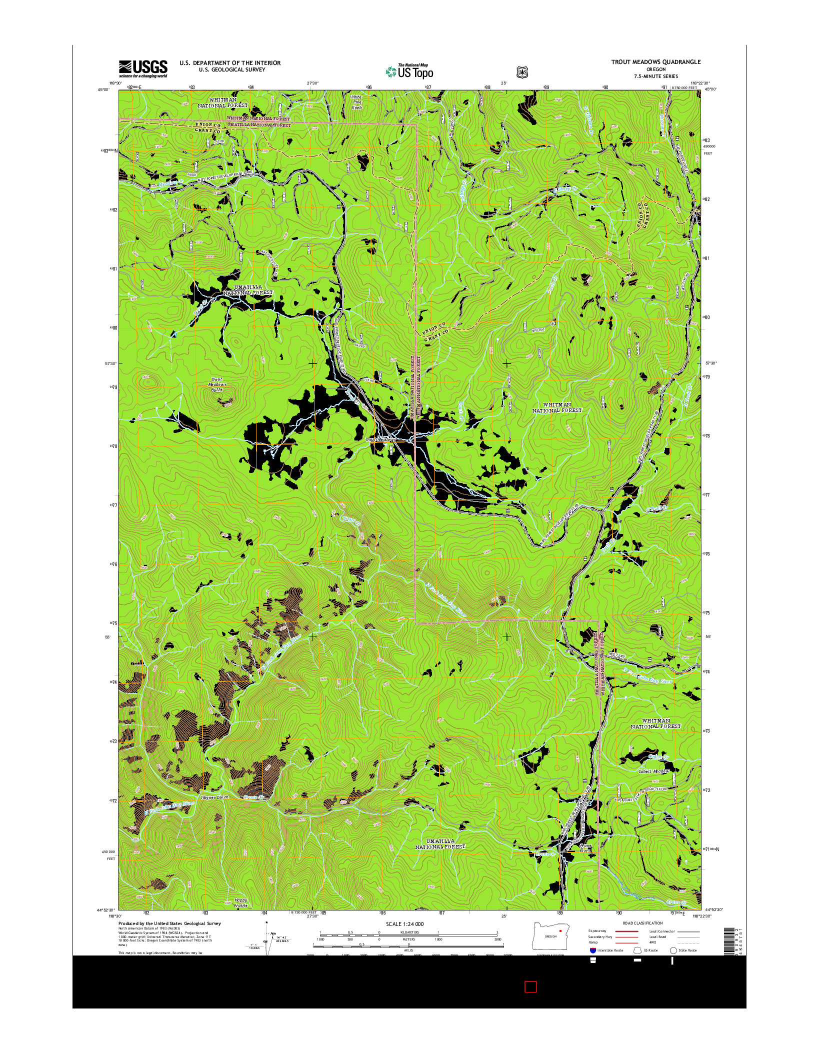 USGS US TOPO 7.5-MINUTE MAP FOR TROUT MEADOWS, OR 2014