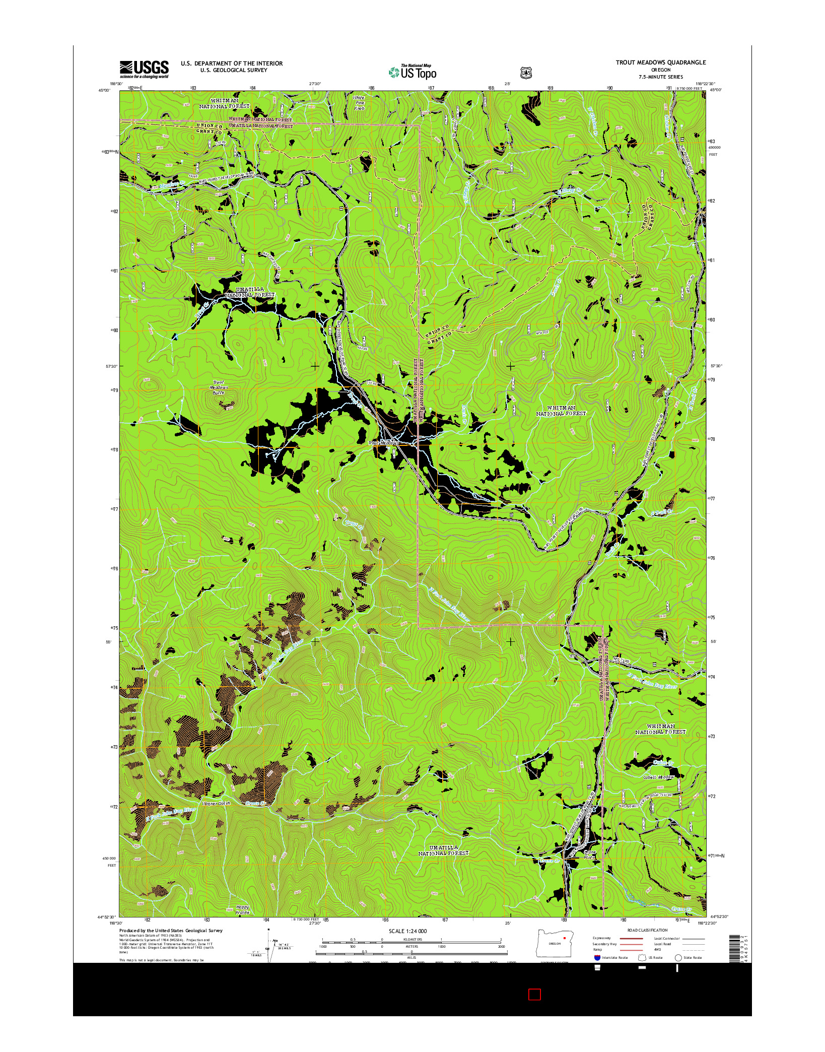 USGS US TOPO 7.5-MINUTE MAP FOR TROUT MEADOWS, OR 2014