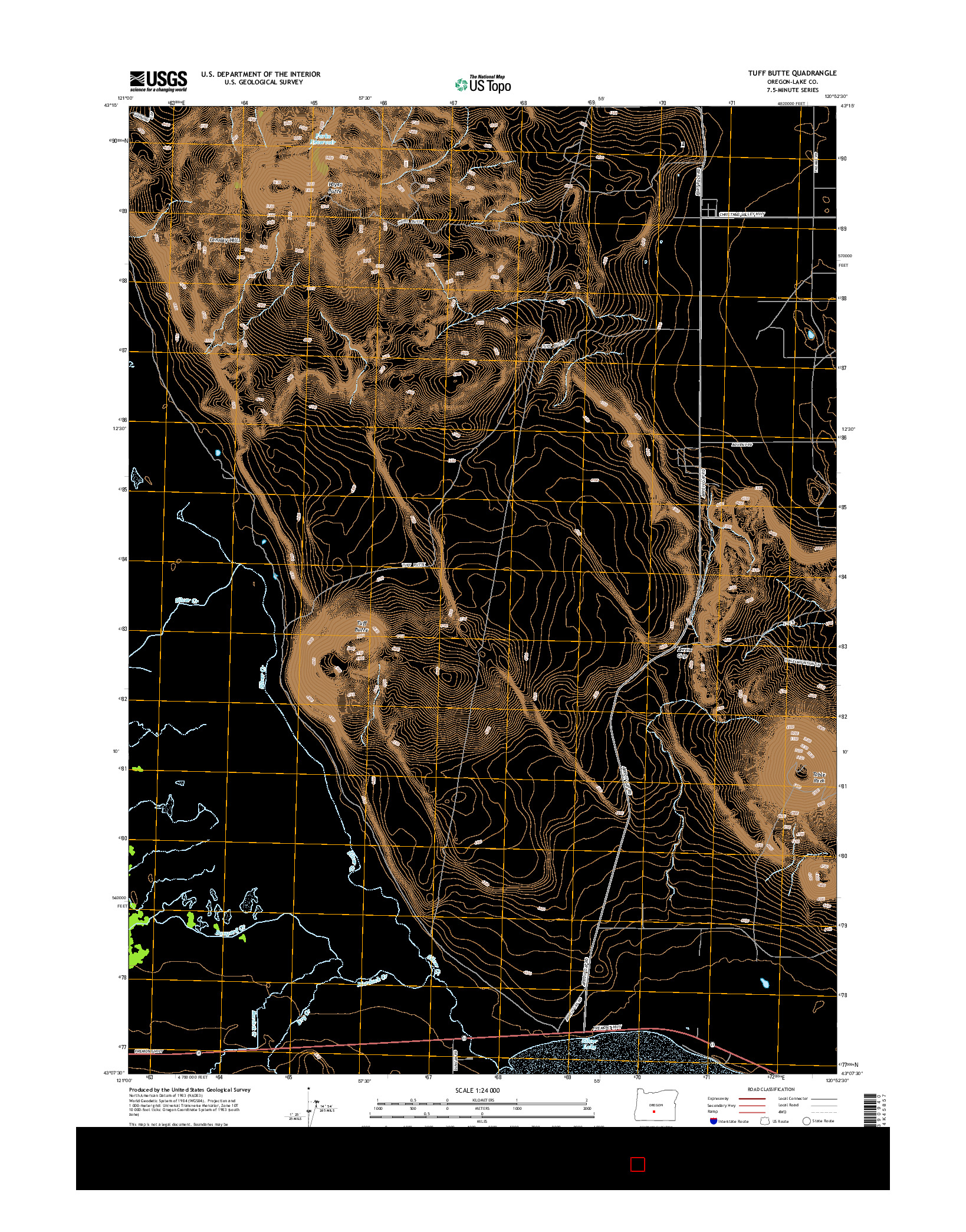 USGS US TOPO 7.5-MINUTE MAP FOR TUFF BUTTE, OR 2014