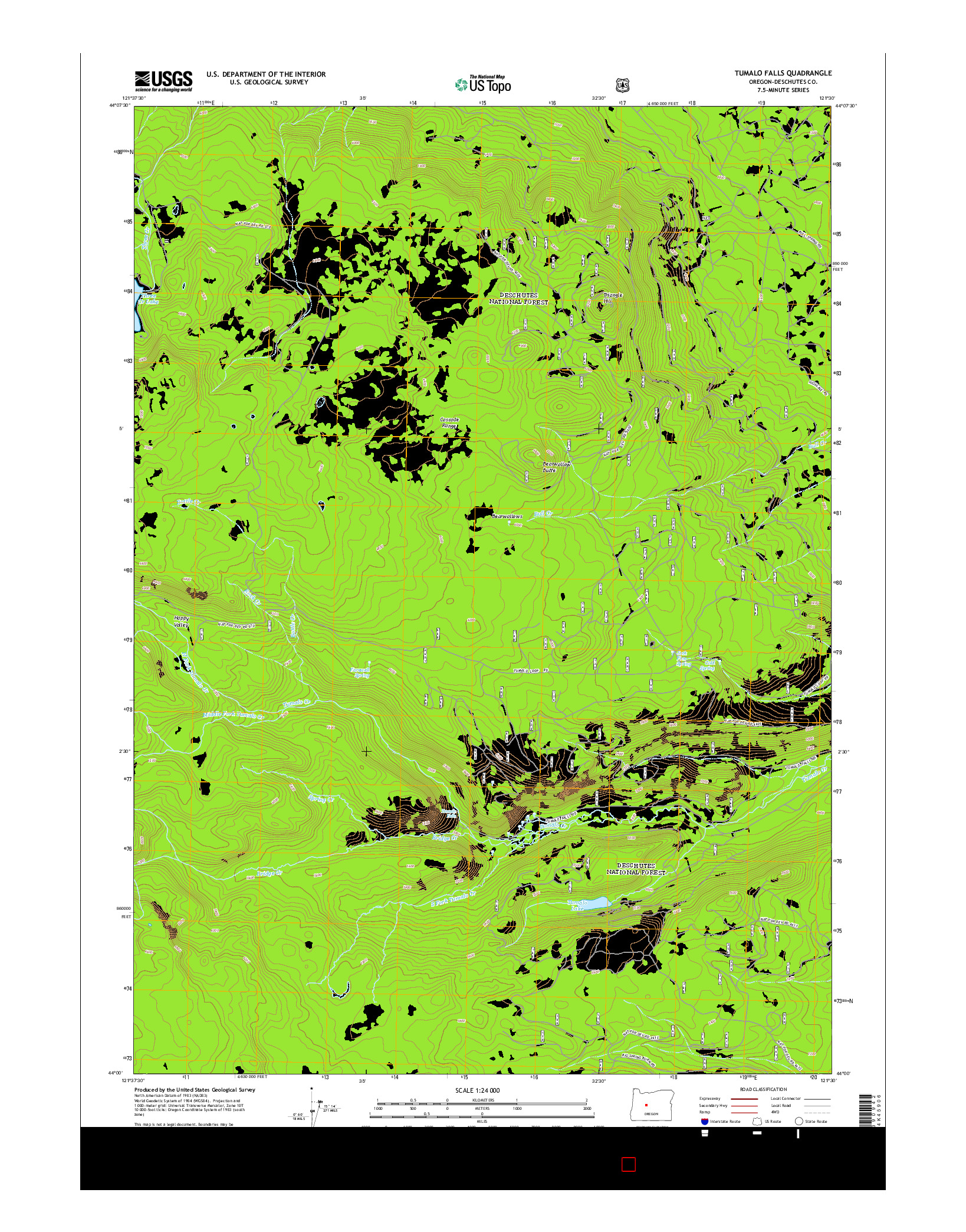 USGS US TOPO 7.5-MINUTE MAP FOR TUMALO FALLS, OR 2014