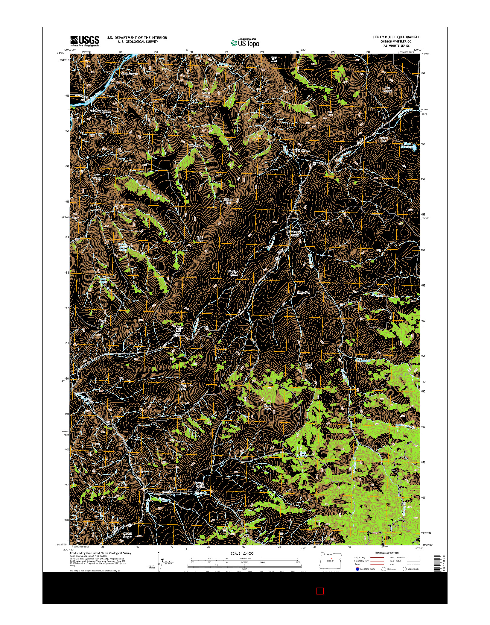 USGS US TOPO 7.5-MINUTE MAP FOR TONEY BUTTE, OR 2014