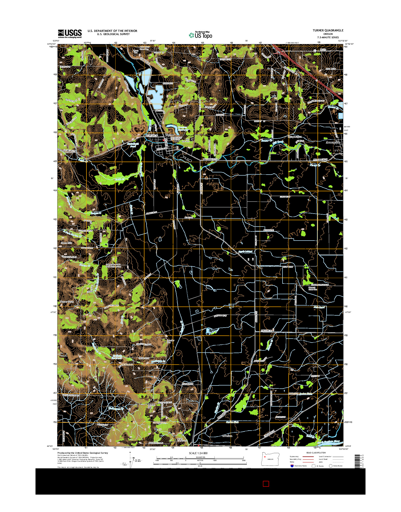 USGS US TOPO 7.5-MINUTE MAP FOR TURNER, OR 2014