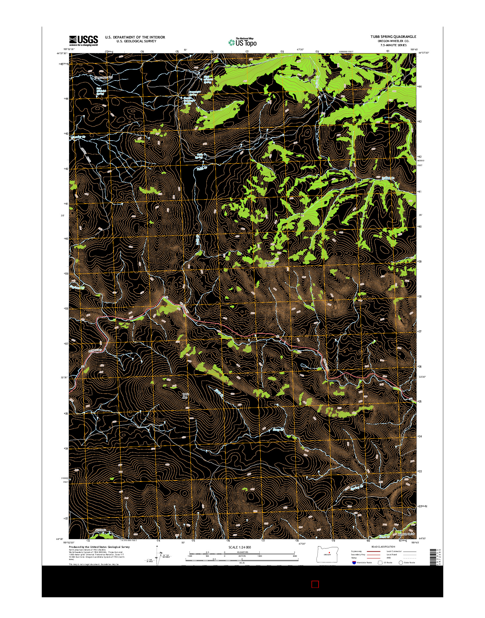 USGS US TOPO 7.5-MINUTE MAP FOR TUBB SPRING, OR 2014