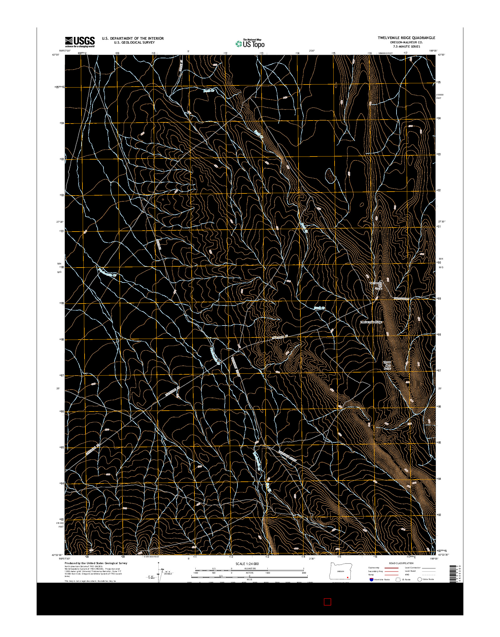 USGS US TOPO 7.5-MINUTE MAP FOR TWELVEMILE RIDGE, OR 2014