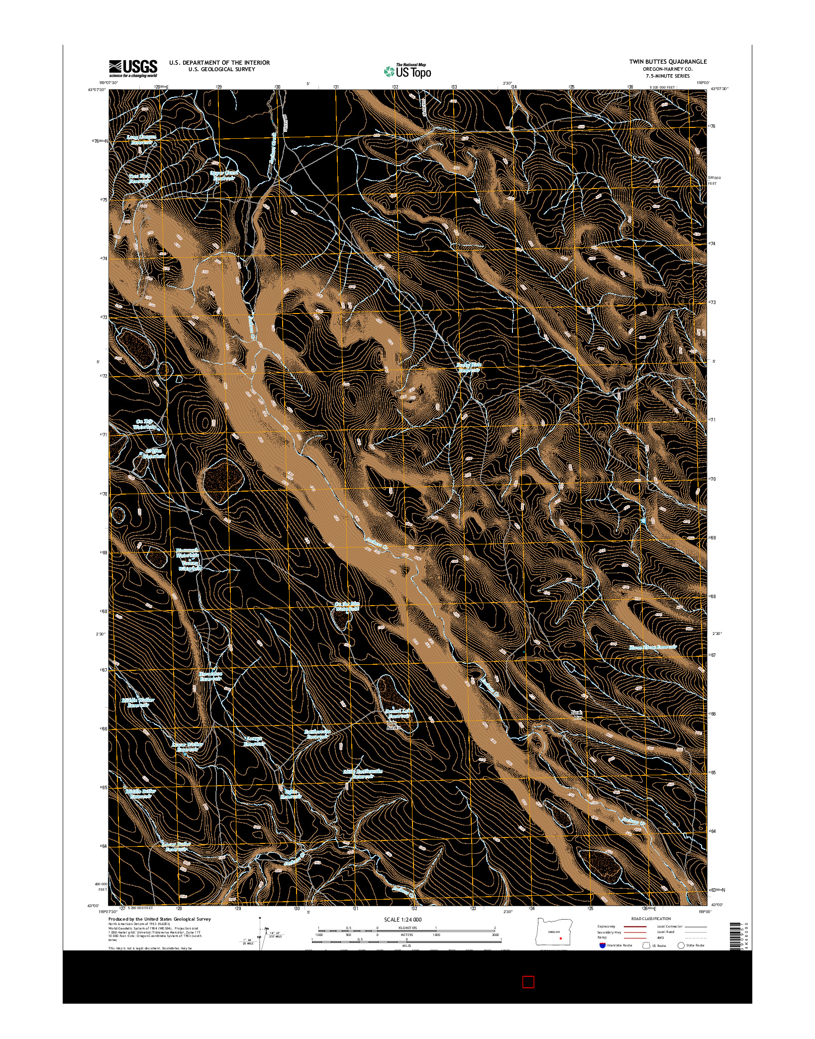 USGS US TOPO 7.5-MINUTE MAP FOR TWIN BUTTES, OR 2014