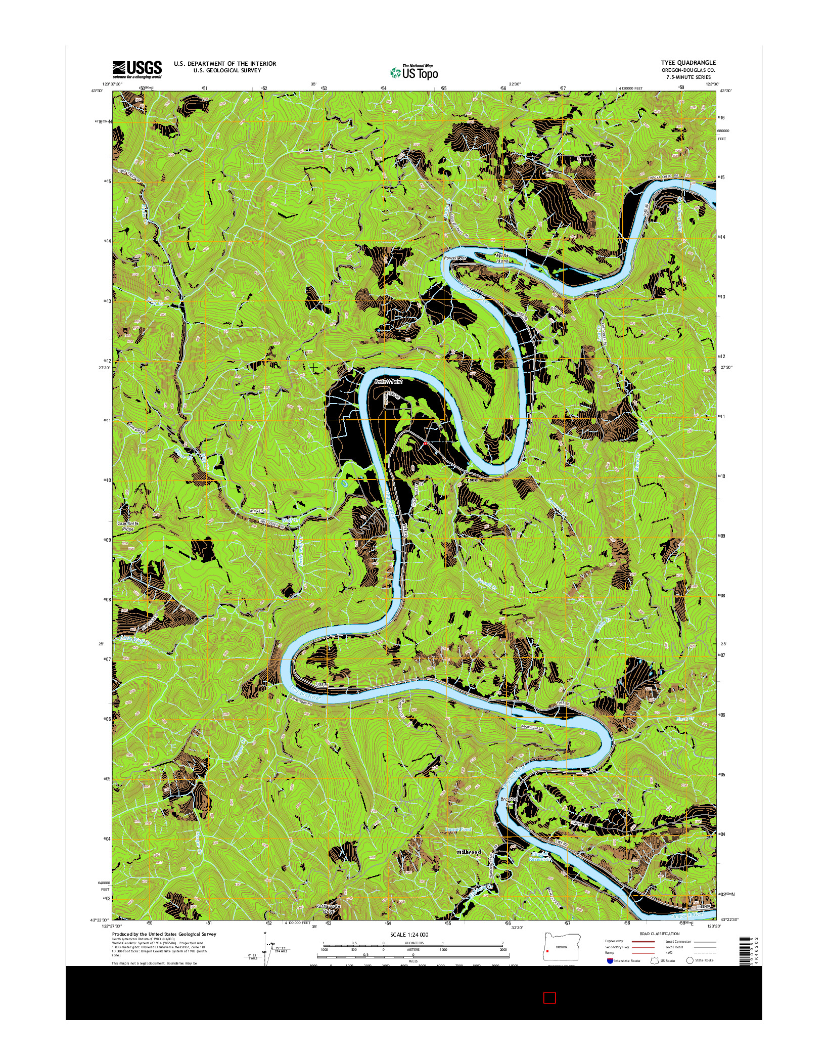 USGS US TOPO 7.5-MINUTE MAP FOR TYEE, OR 2014