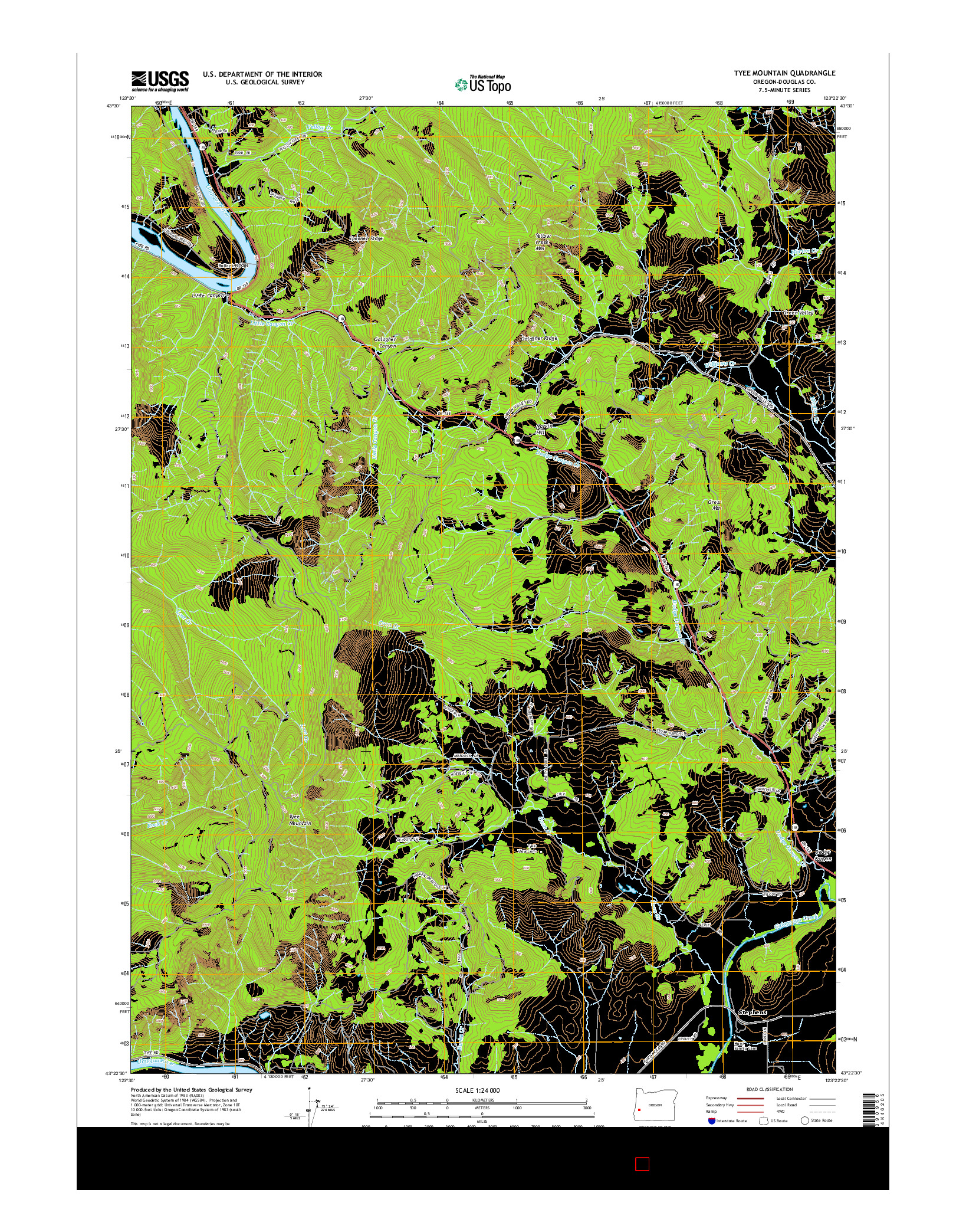 USGS US TOPO 7.5-MINUTE MAP FOR TYEE MOUNTAIN, OR 2014