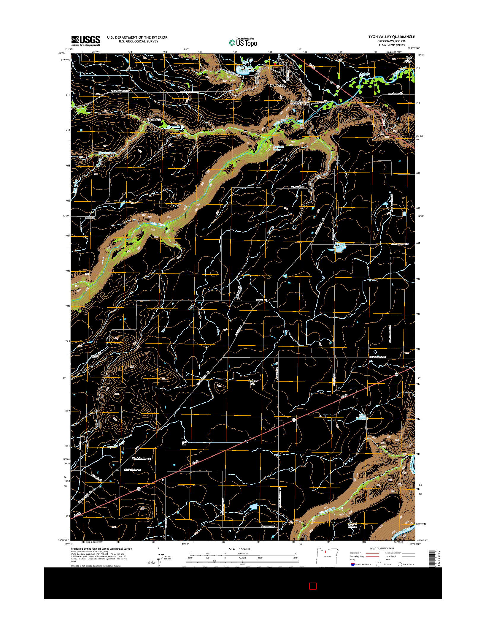 USGS US TOPO 7.5-MINUTE MAP FOR TYGH VALLEY, OR 2014