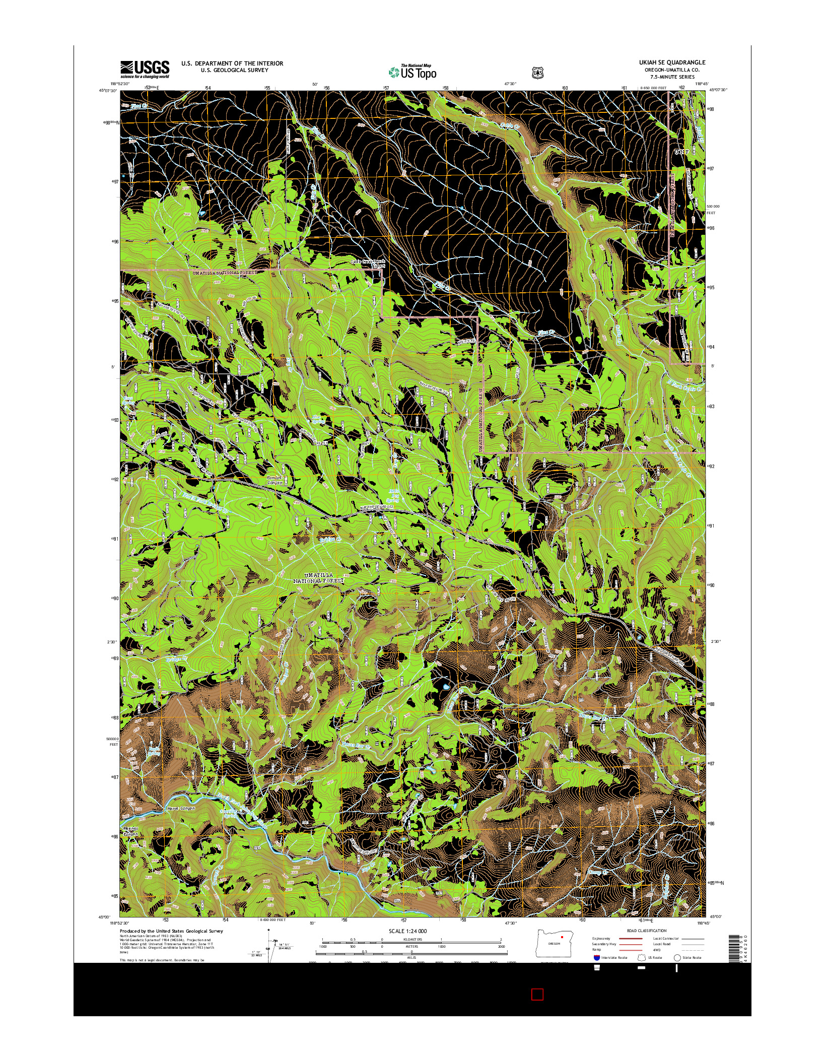 USGS US TOPO 7.5-MINUTE MAP FOR UKIAH SE, OR 2014
