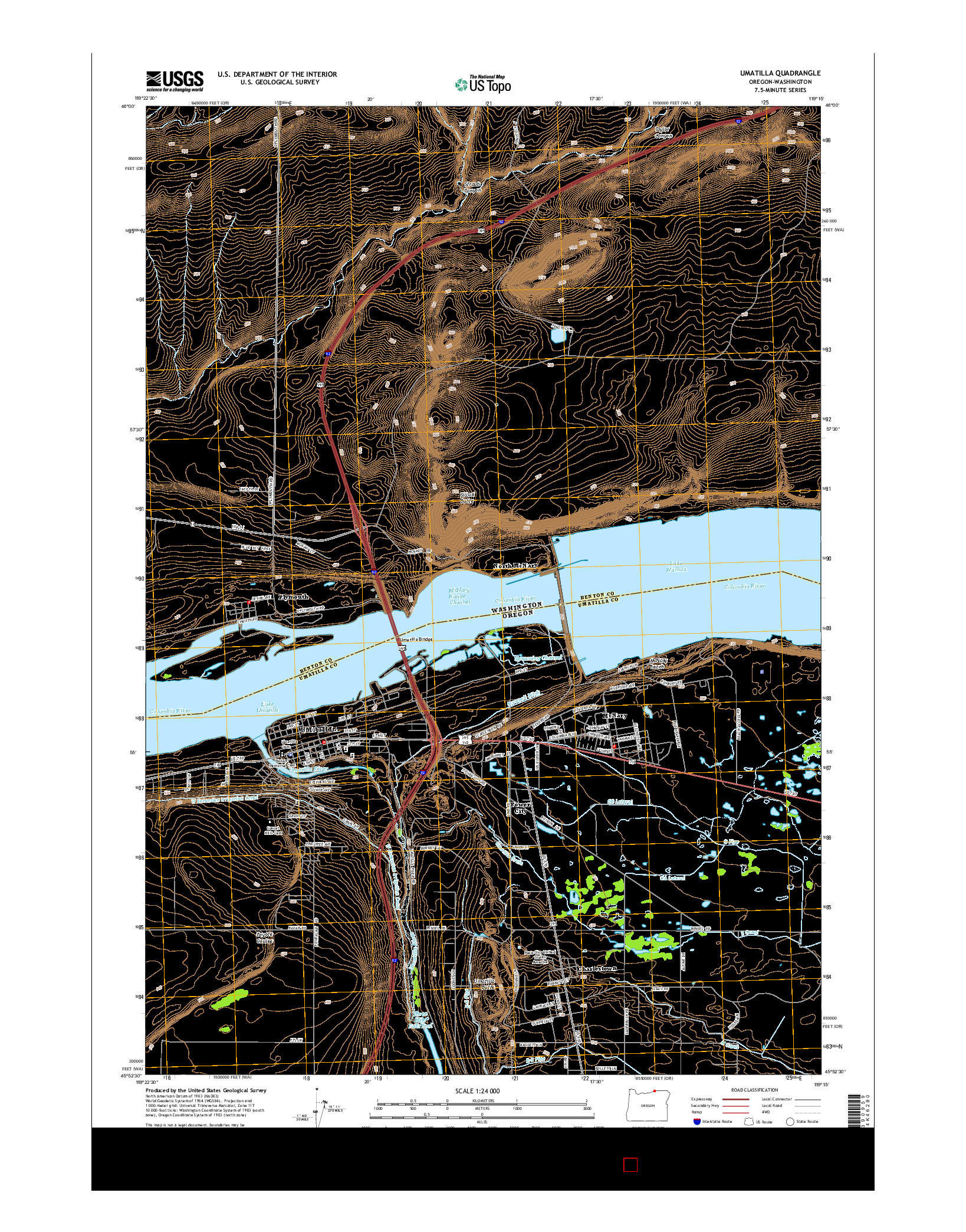 USGS US TOPO 7.5-MINUTE MAP FOR UMATILLA, OR-WA 2014