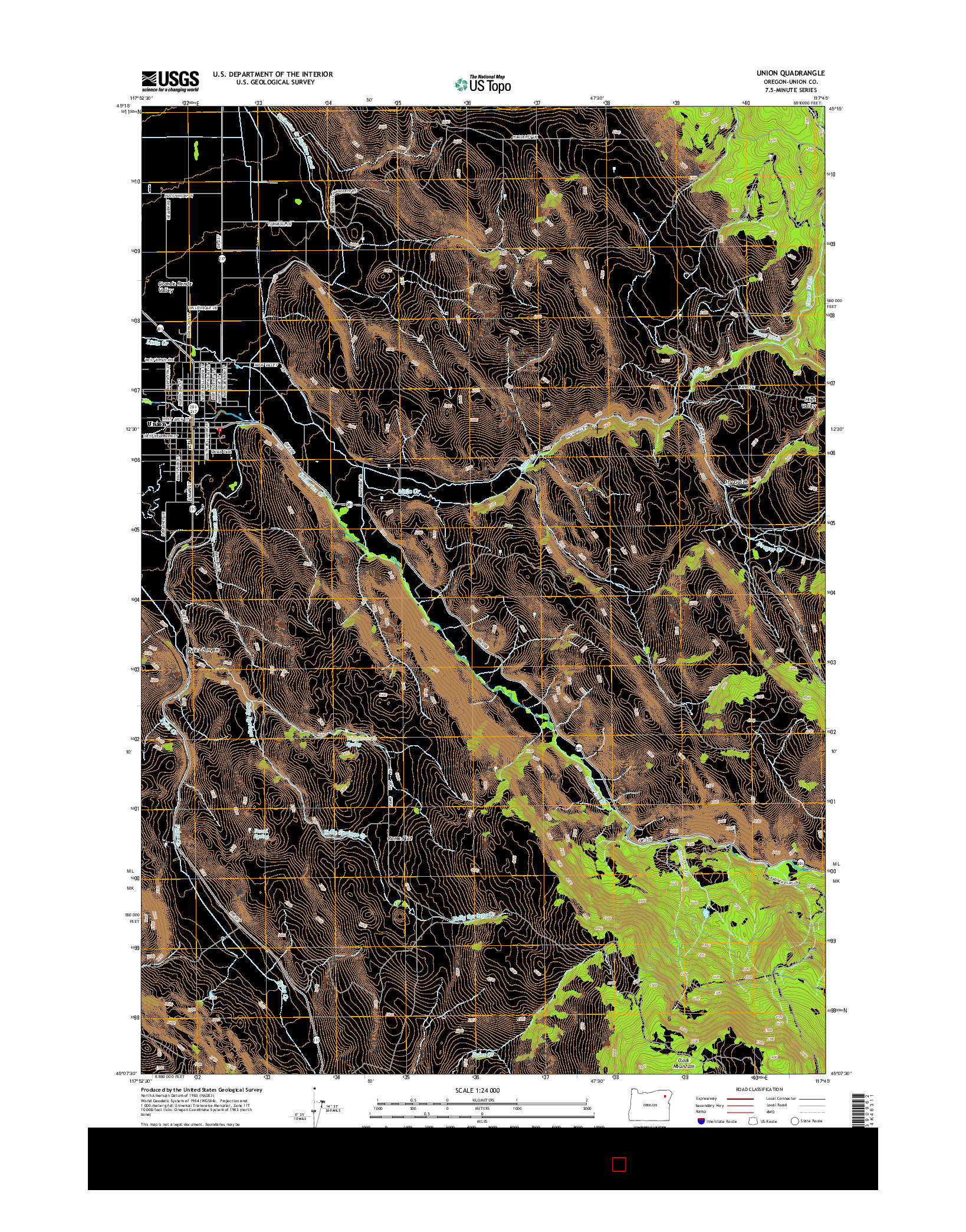 USGS US TOPO 7.5-MINUTE MAP FOR UNION, OR 2014