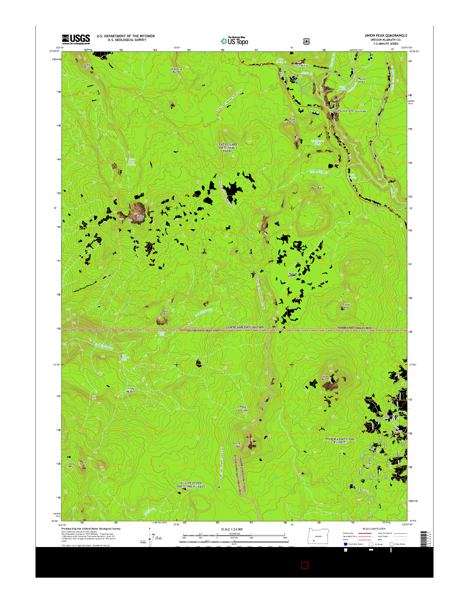 USGS US TOPO 7.5-MINUTE MAP FOR UNION PEAK, OR 2014