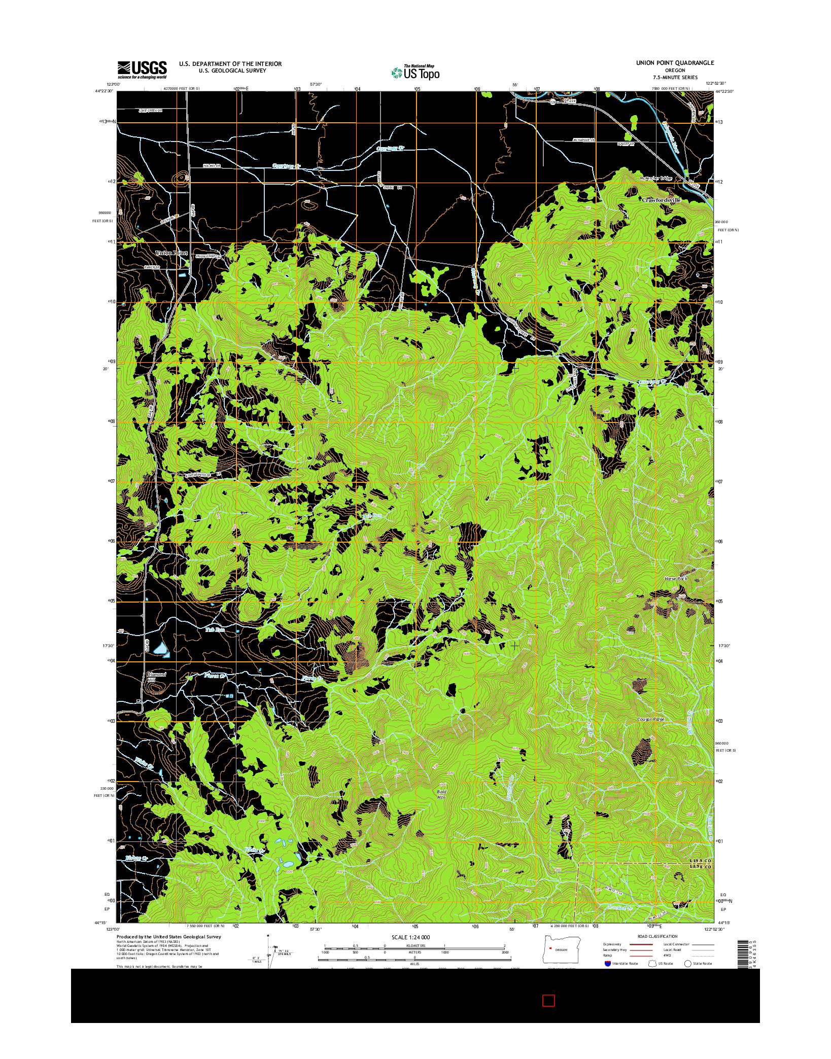 USGS US TOPO 7.5-MINUTE MAP FOR UNION POINT, OR 2014