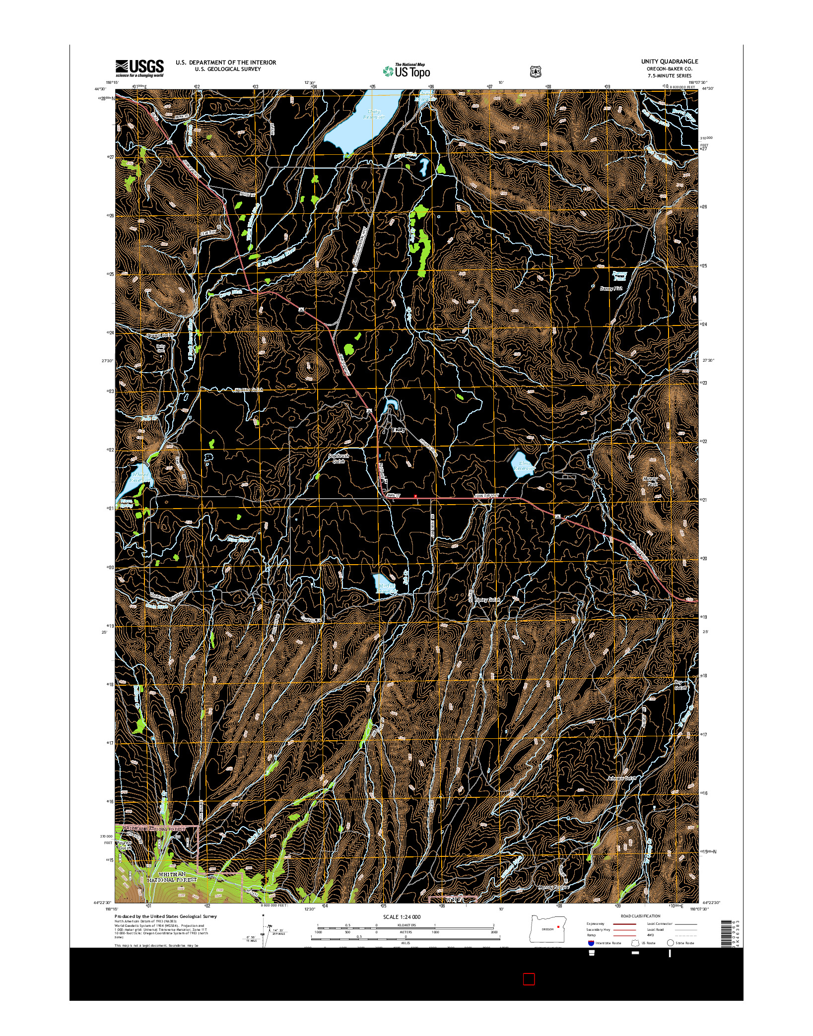 USGS US TOPO 7.5-MINUTE MAP FOR UNITY, OR 2014