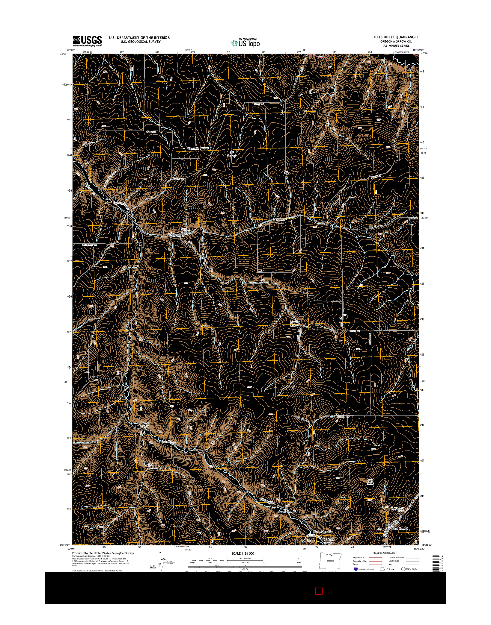 USGS US TOPO 7.5-MINUTE MAP FOR UTTS BUTTE, OR 2014