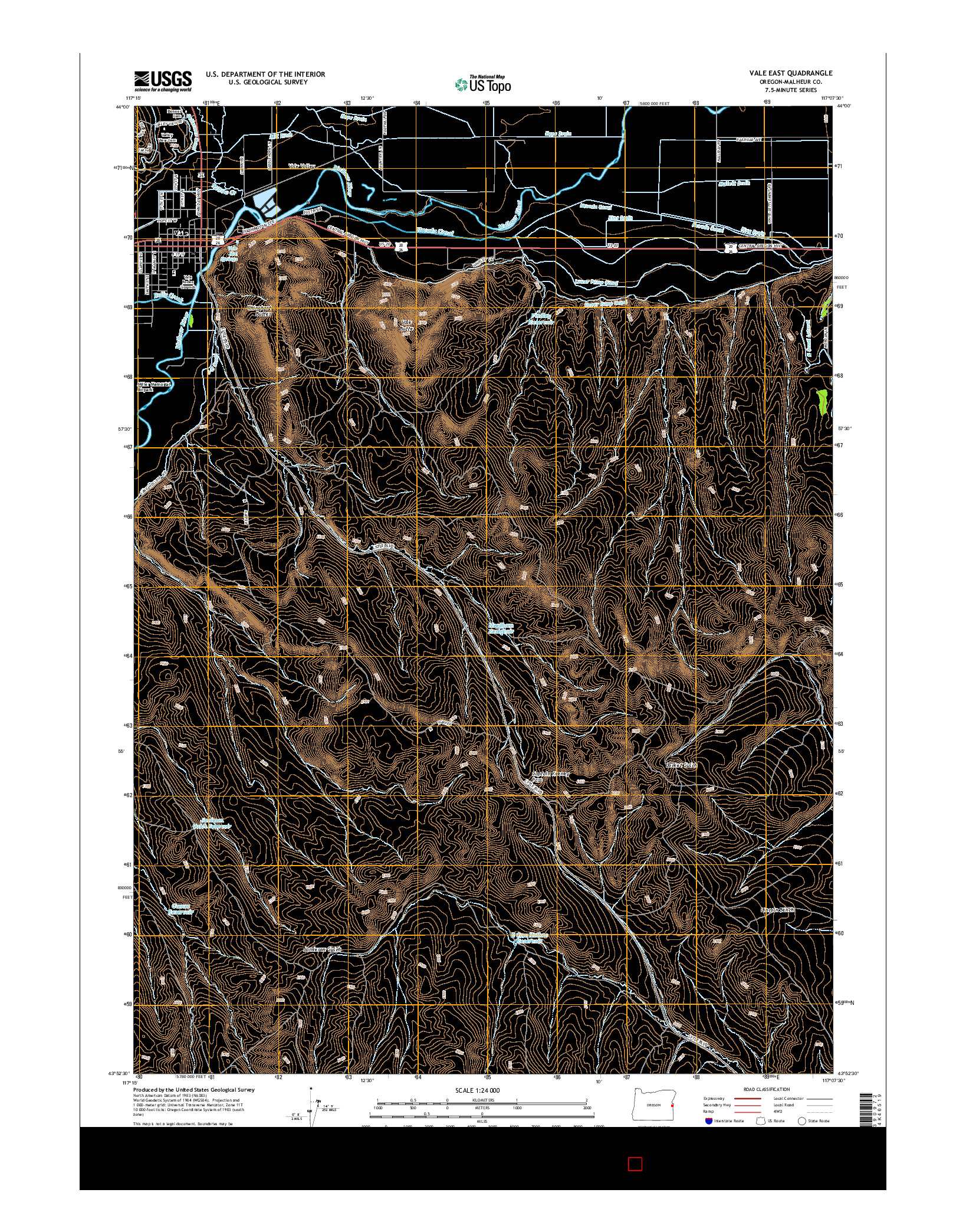 USGS US TOPO 7.5-MINUTE MAP FOR VALE EAST, OR 2014