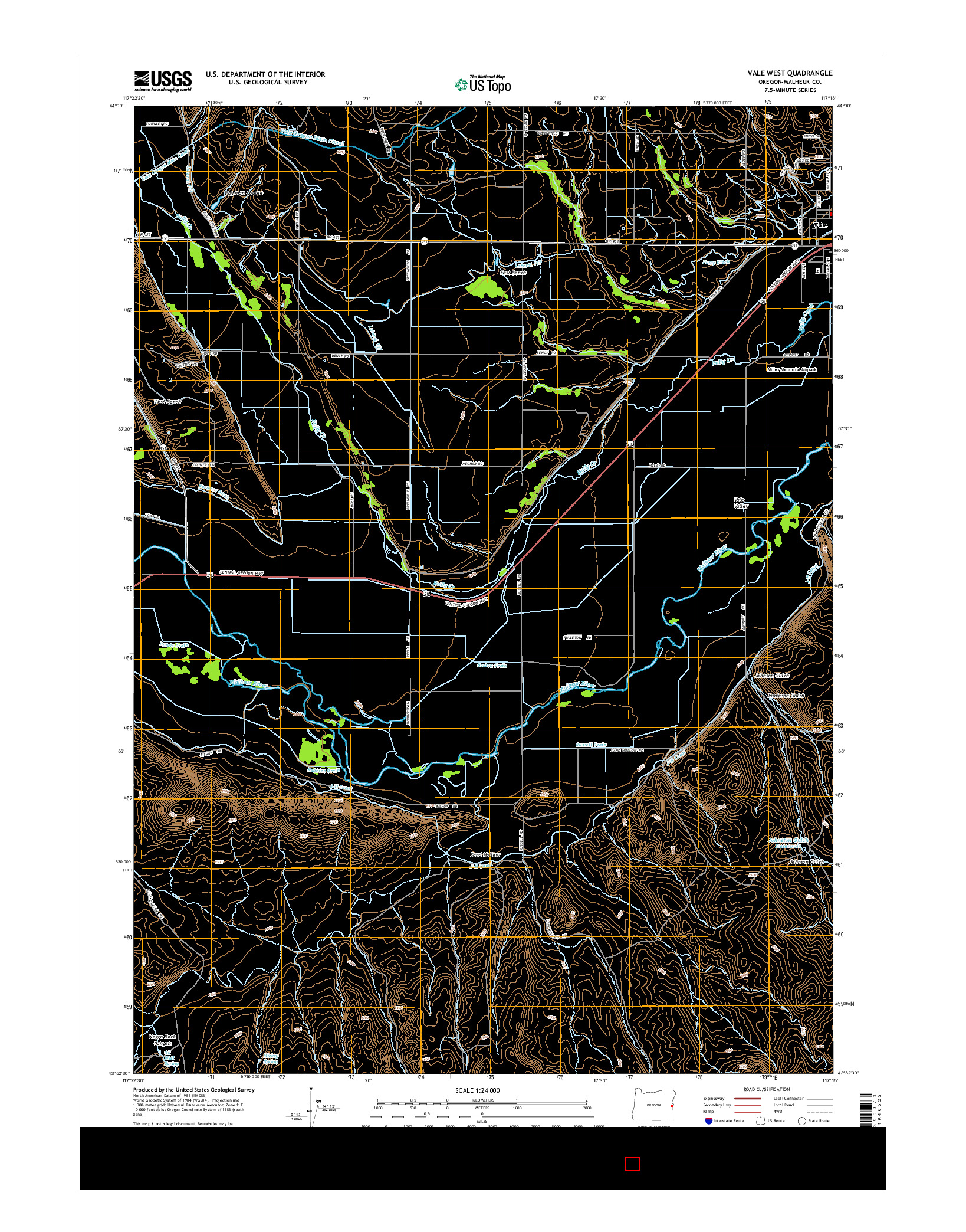 USGS US TOPO 7.5-MINUTE MAP FOR VALE WEST, OR 2014