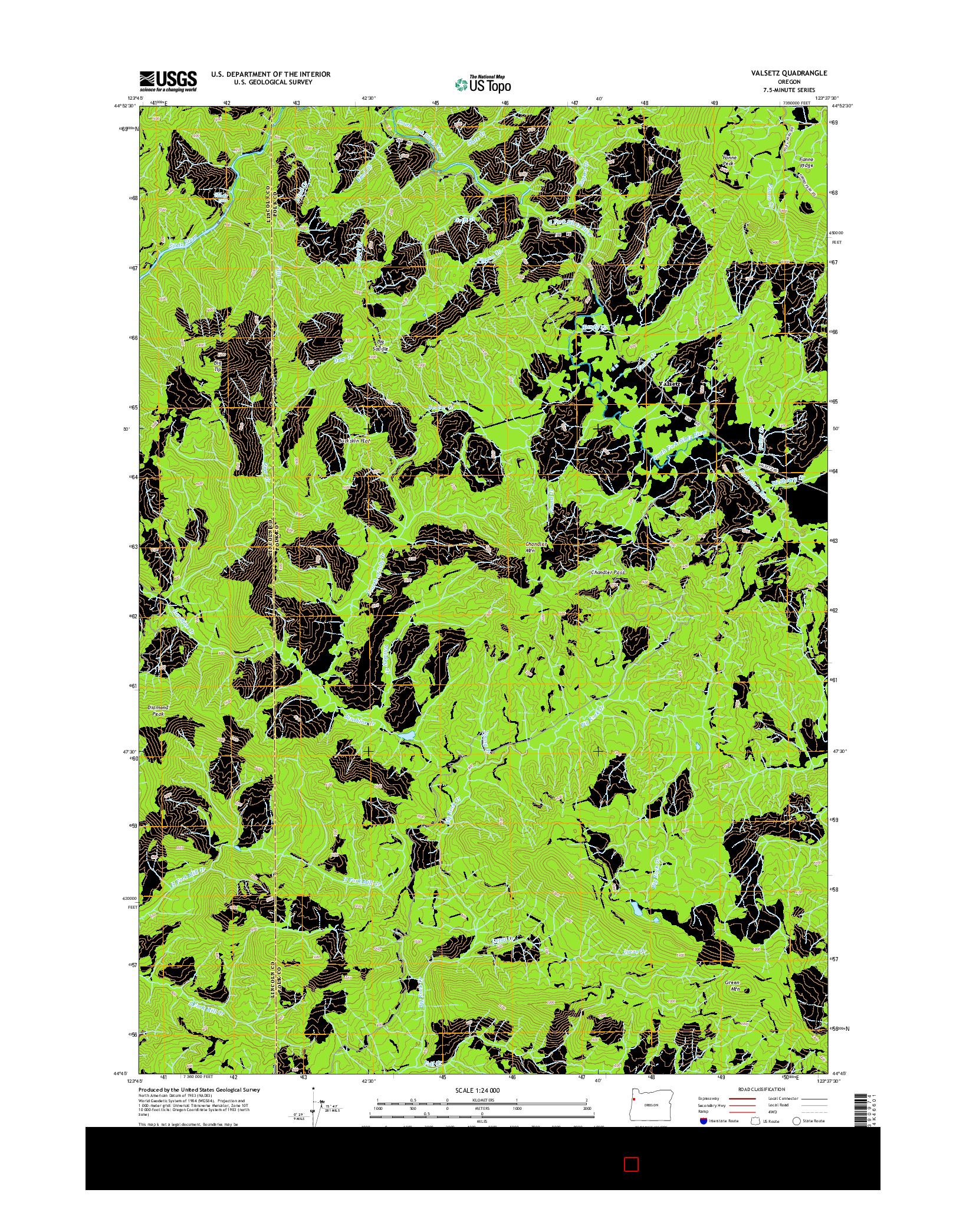 USGS US TOPO 7.5-MINUTE MAP FOR VALSETZ, OR 2014