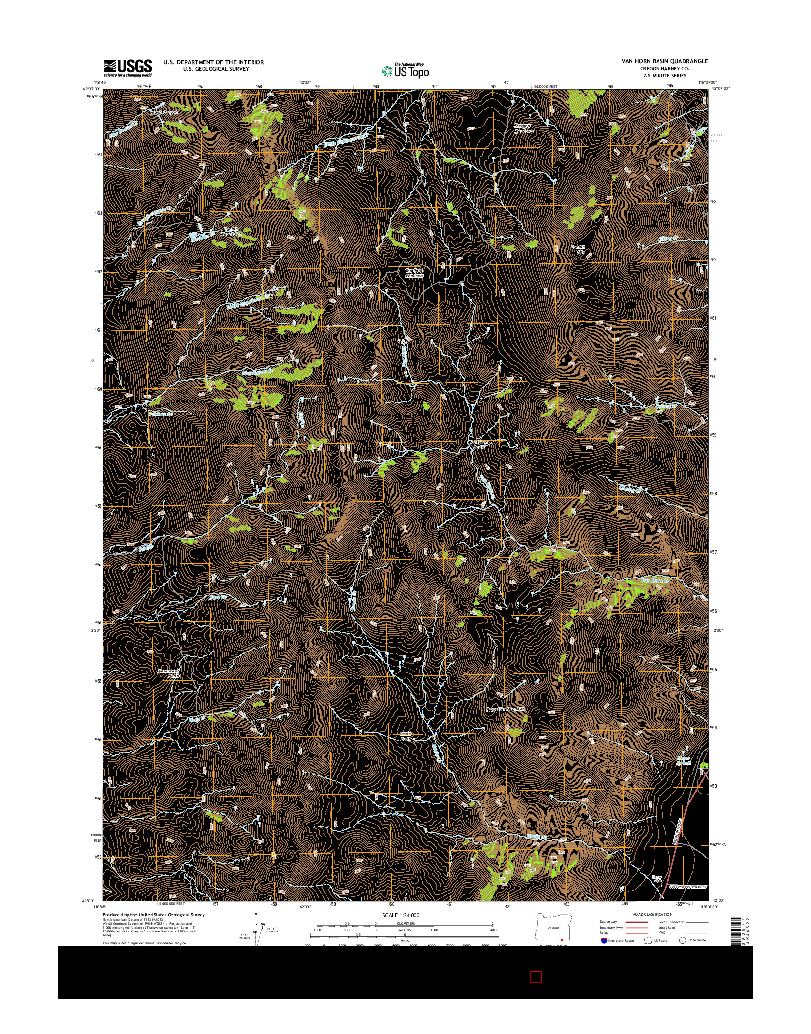 USGS US TOPO 7.5-MINUTE MAP FOR VAN HORN BASIN, OR 2014