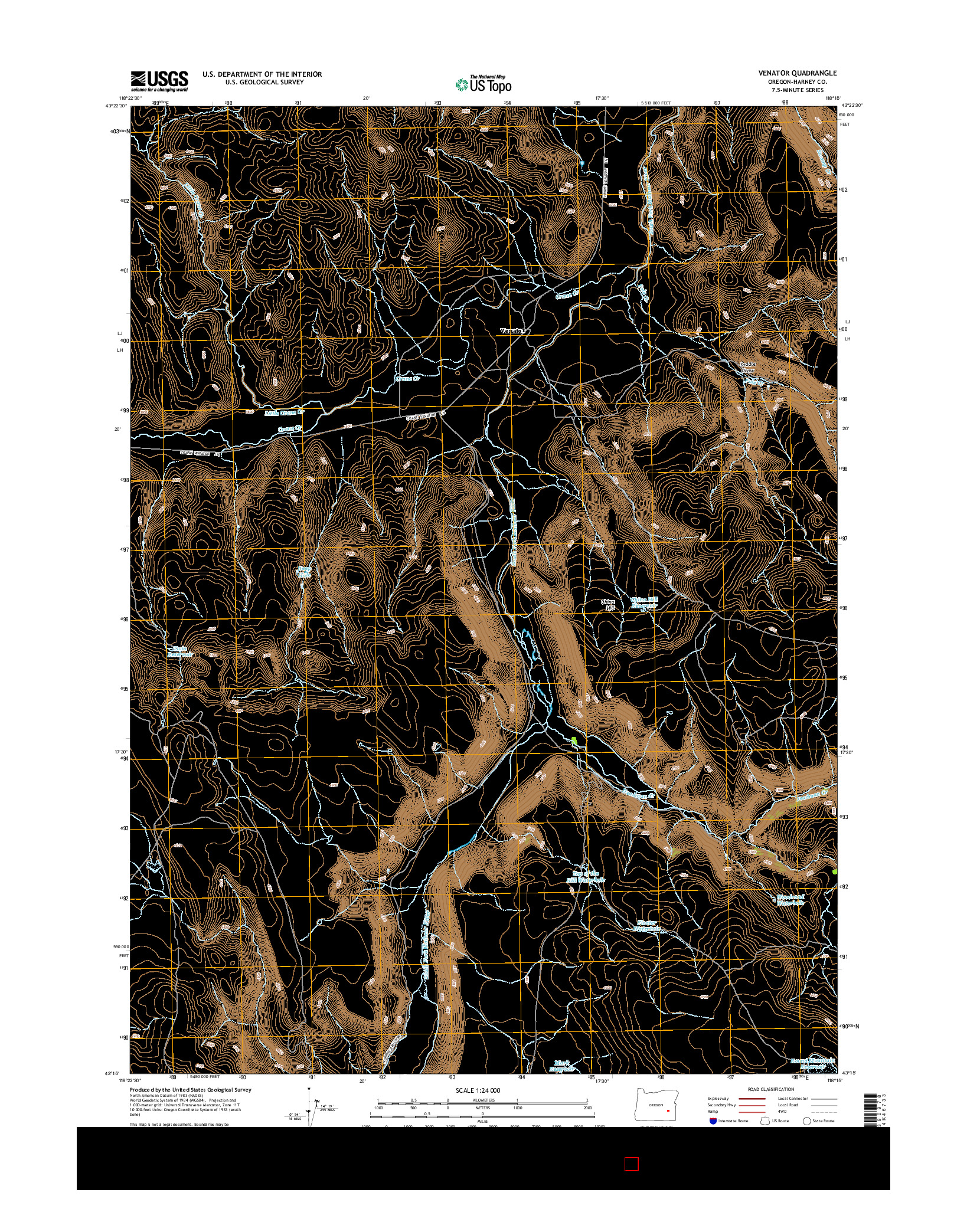 USGS US TOPO 7.5-MINUTE MAP FOR VENATOR, OR 2014