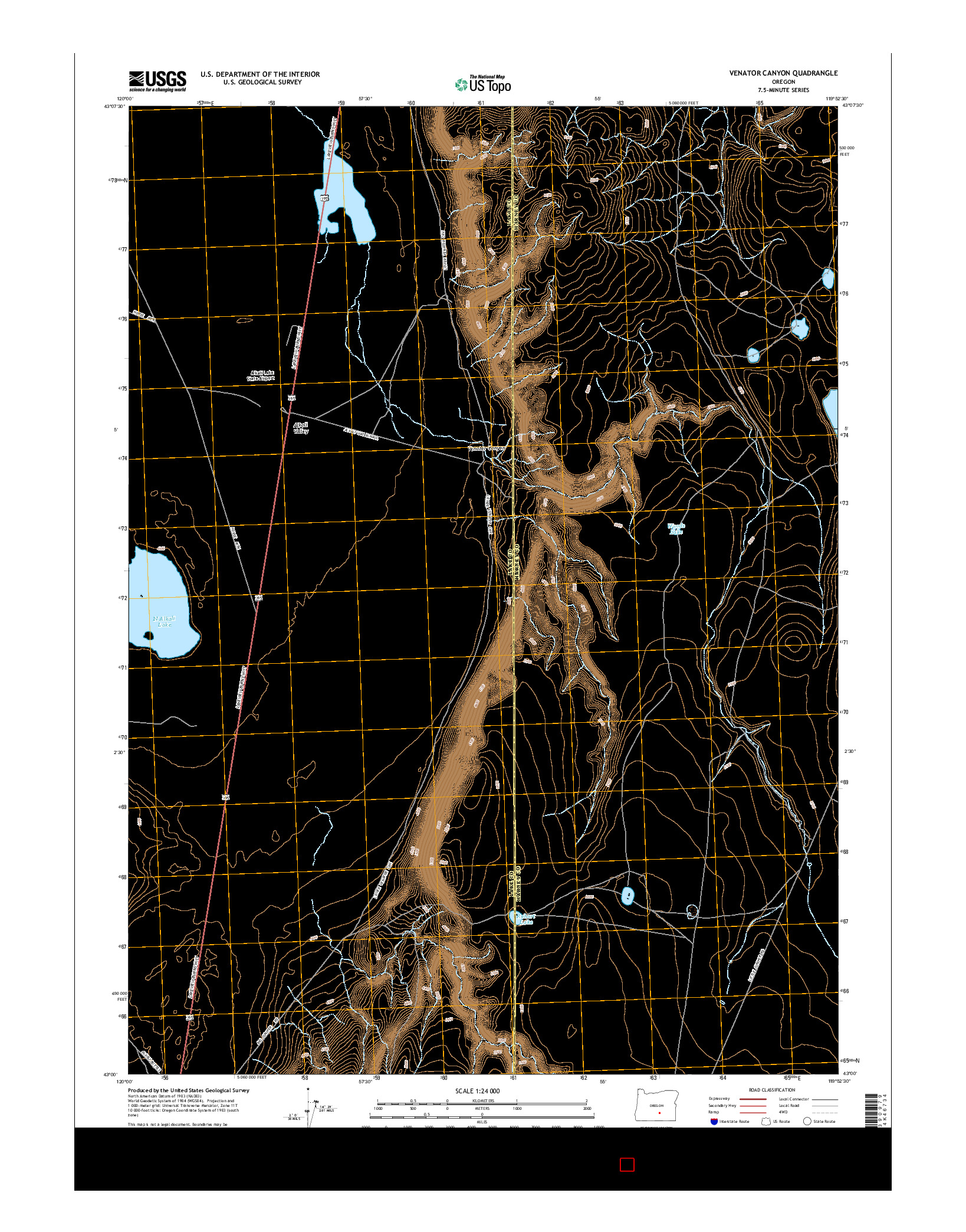 USGS US TOPO 7.5-MINUTE MAP FOR VENATOR CANYON, OR 2014