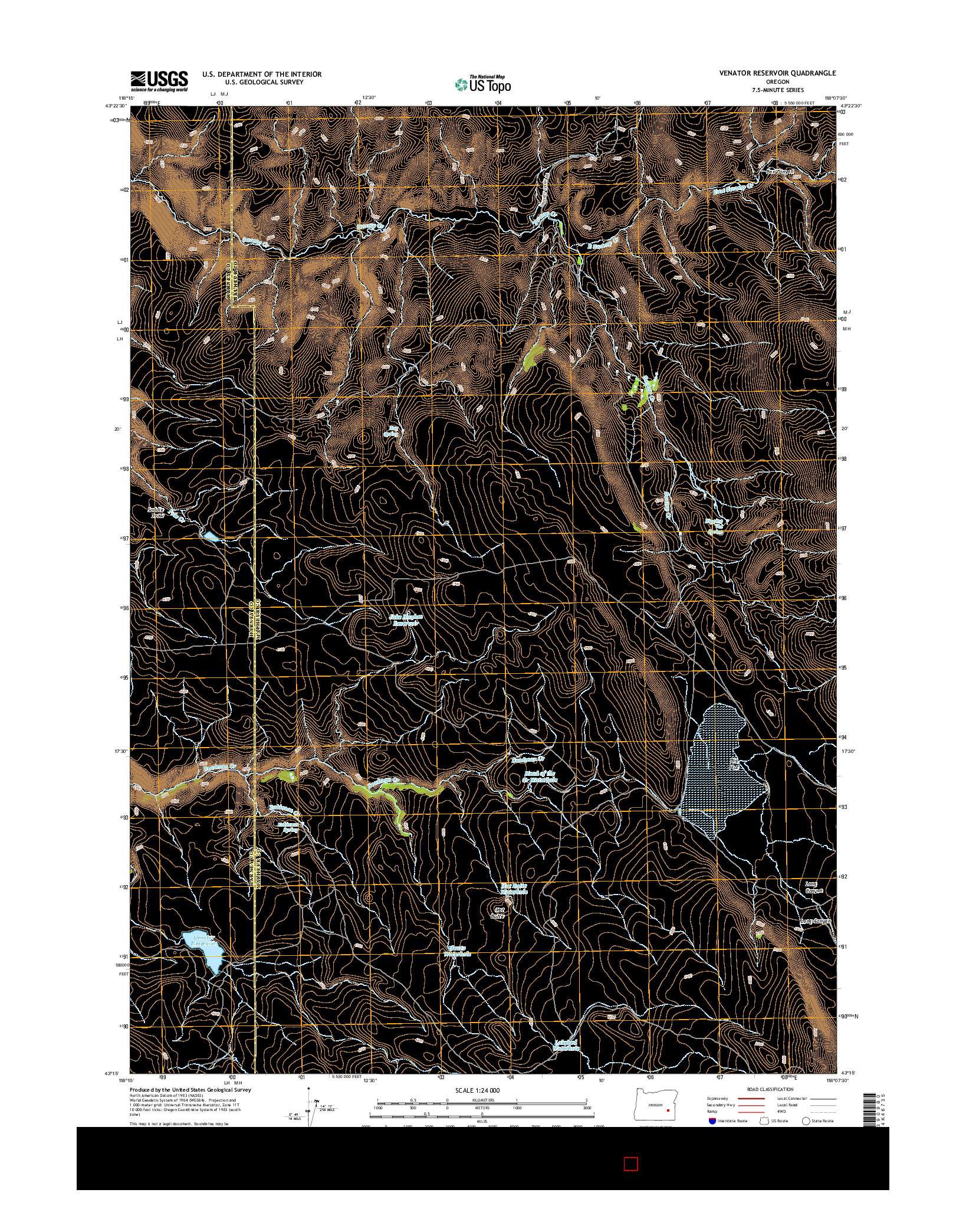 USGS US TOPO 7.5-MINUTE MAP FOR VENATOR RESERVOIR, OR 2014
