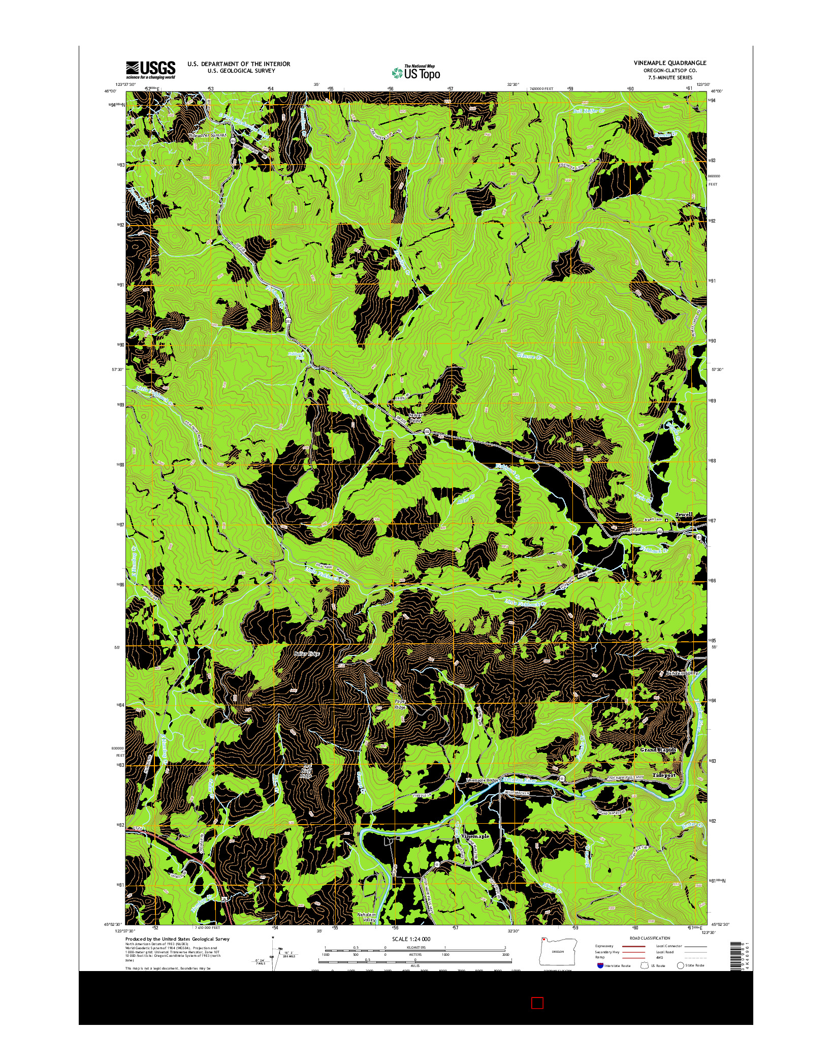 USGS US TOPO 7.5-MINUTE MAP FOR VINEMAPLE, OR 2014