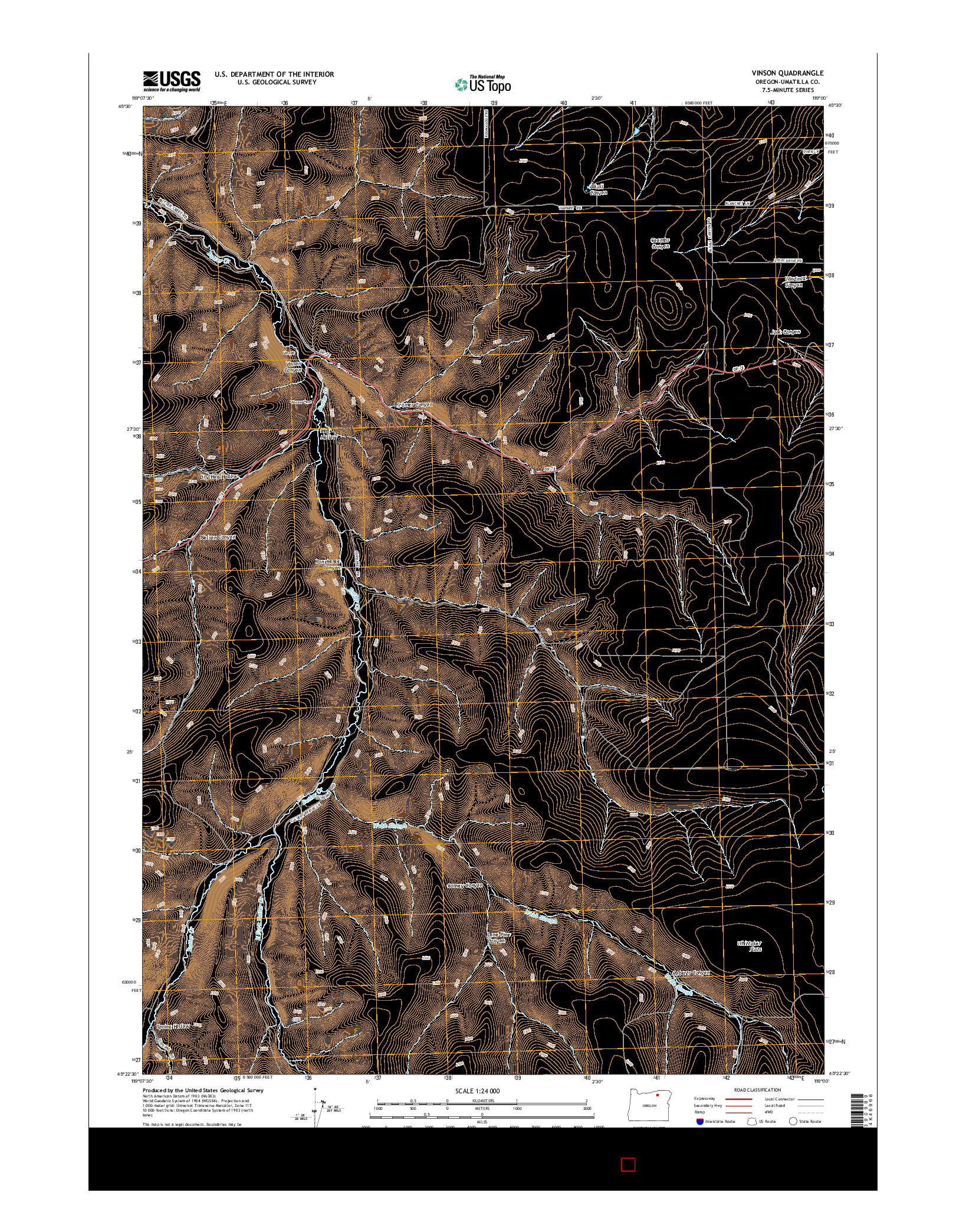 USGS US TOPO 7.5-MINUTE MAP FOR VINSON, OR 2014