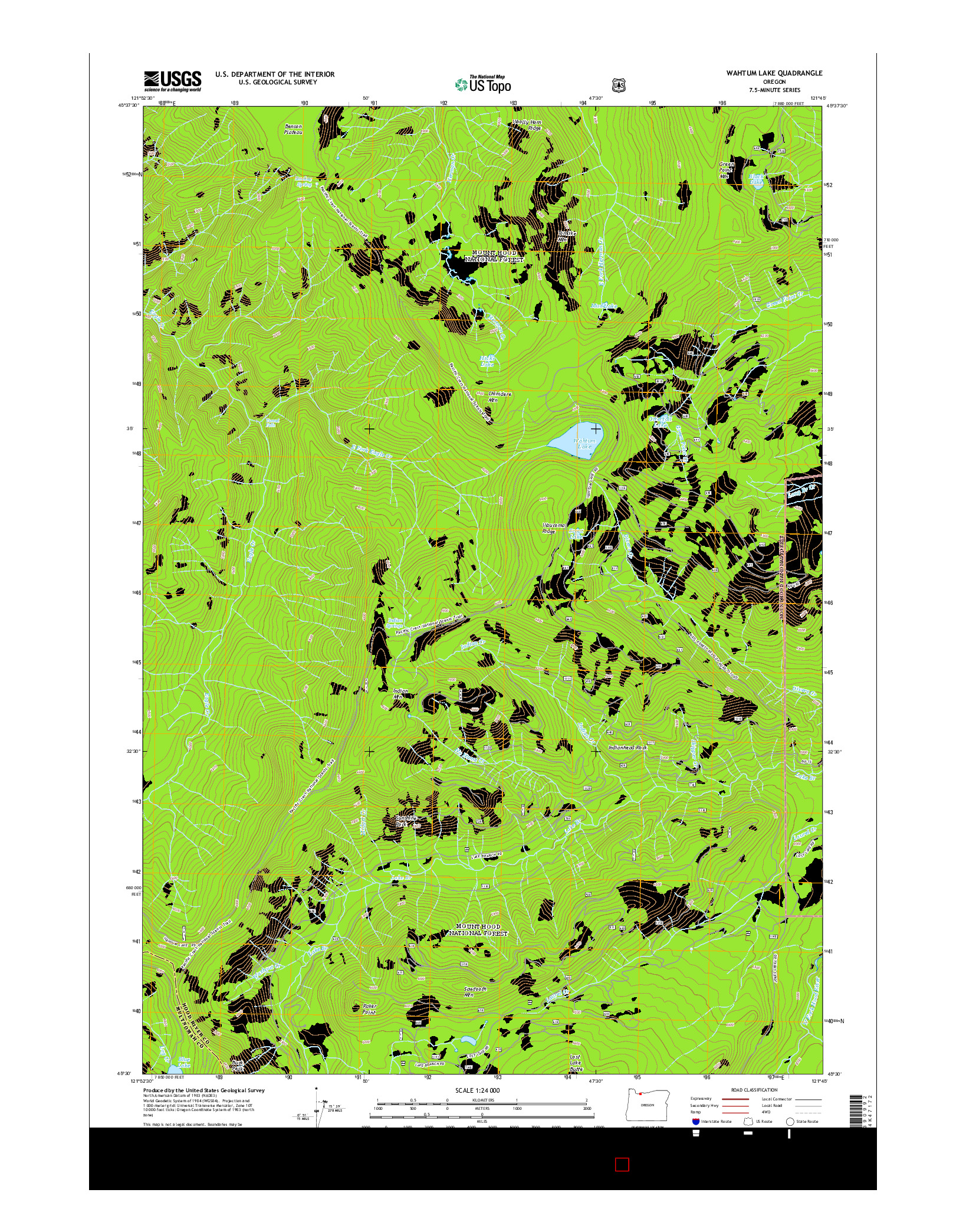 USGS US TOPO 7.5-MINUTE MAP FOR WAHTUM LAKE, OR 2014