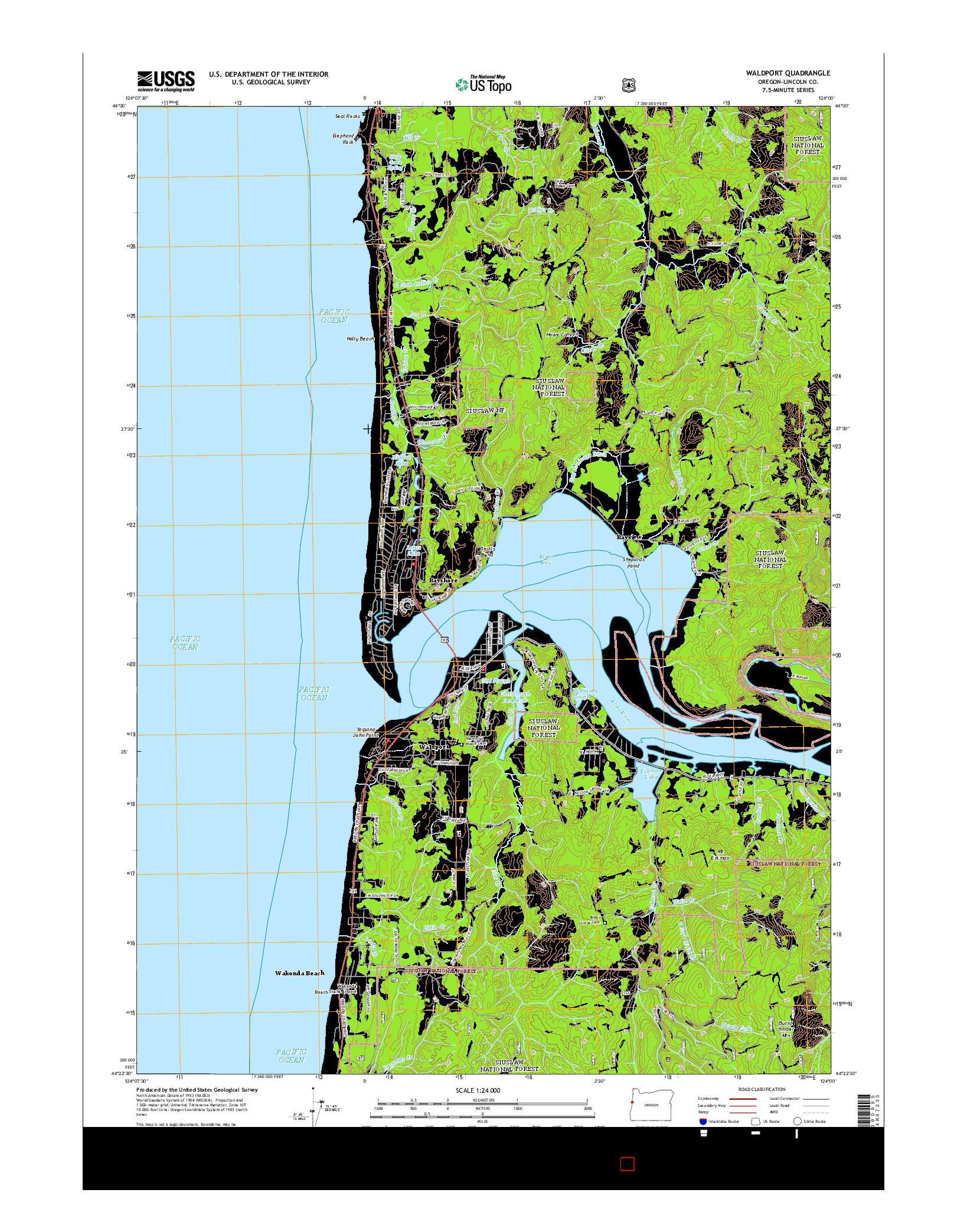 USGS US TOPO 7.5-MINUTE MAP FOR WALDPORT, OR 2014