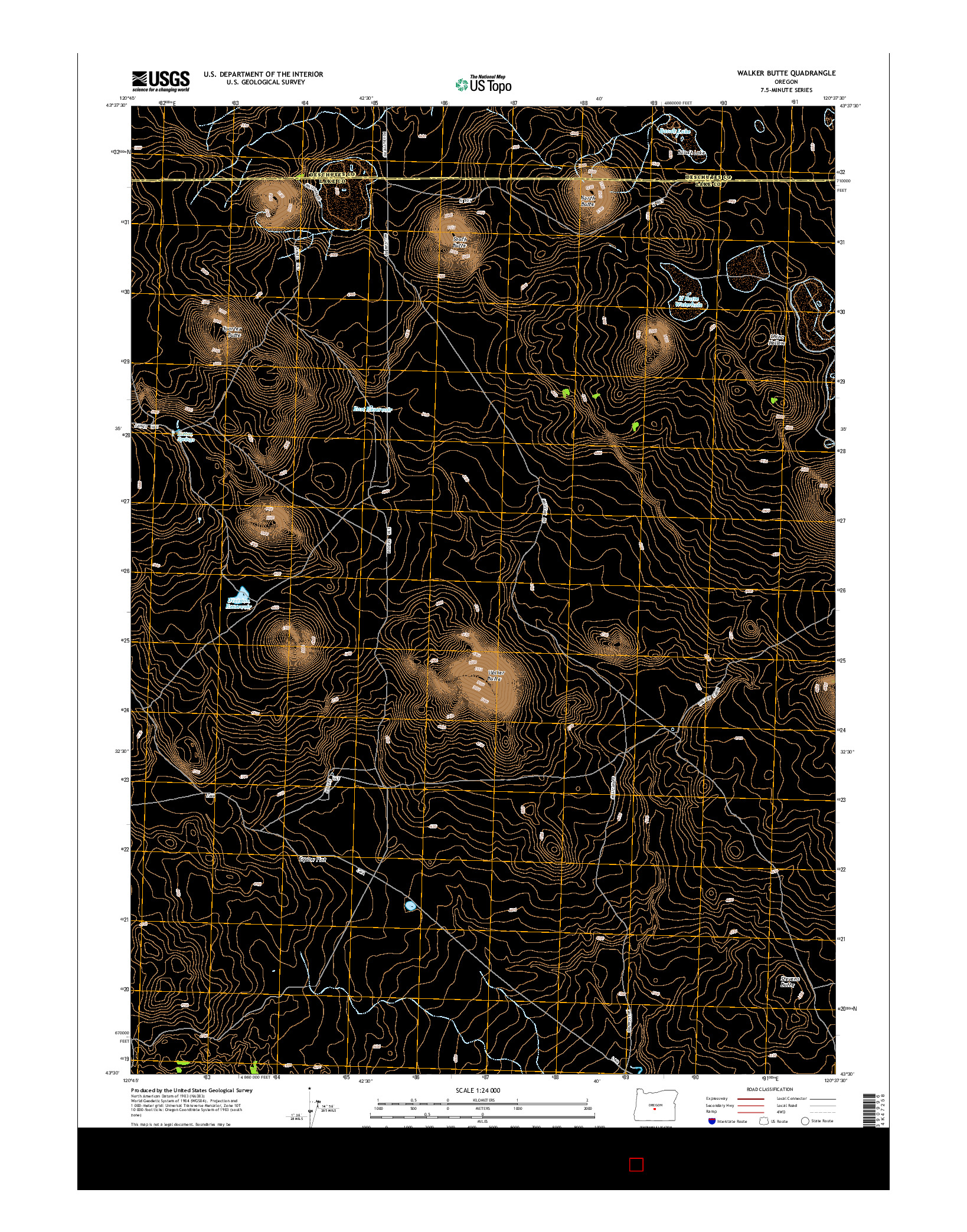 USGS US TOPO 7.5-MINUTE MAP FOR WALKER BUTTE, OR 2014