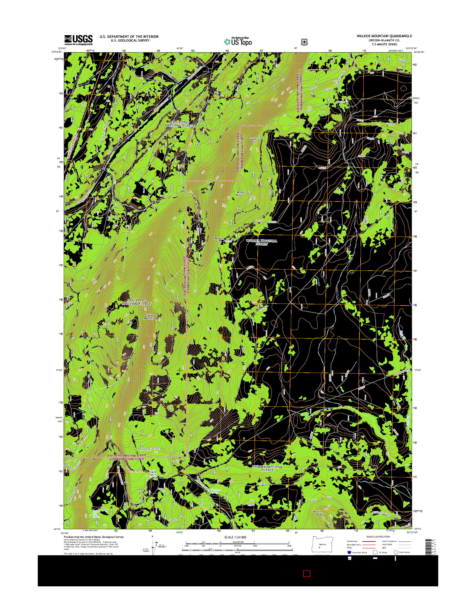 USGS US TOPO 7.5-MINUTE MAP FOR WALKER MOUNTAIN, OR 2014