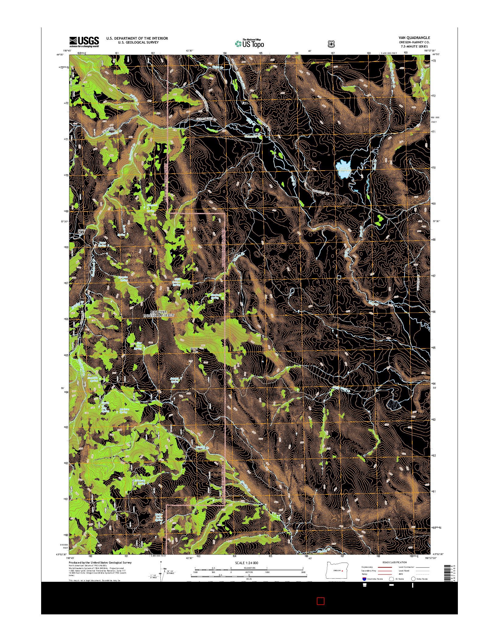 USGS US TOPO 7.5-MINUTE MAP FOR VAN, OR 2014