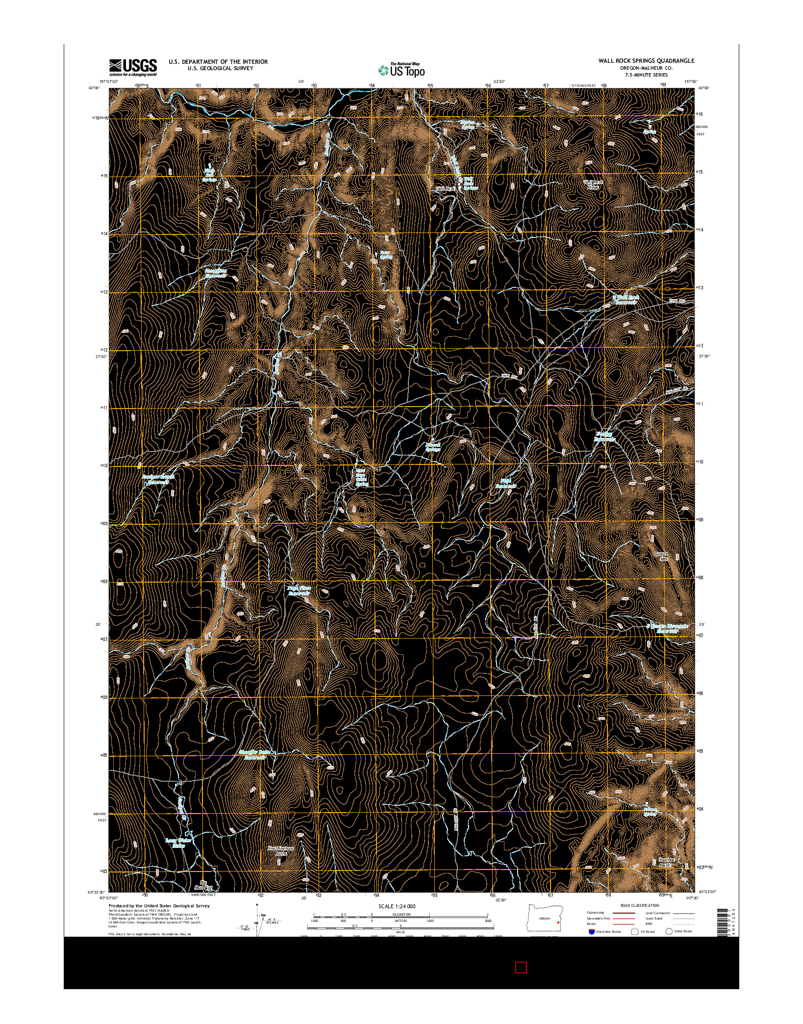 USGS US TOPO 7.5-MINUTE MAP FOR WALL ROCK SPRINGS, OR 2014