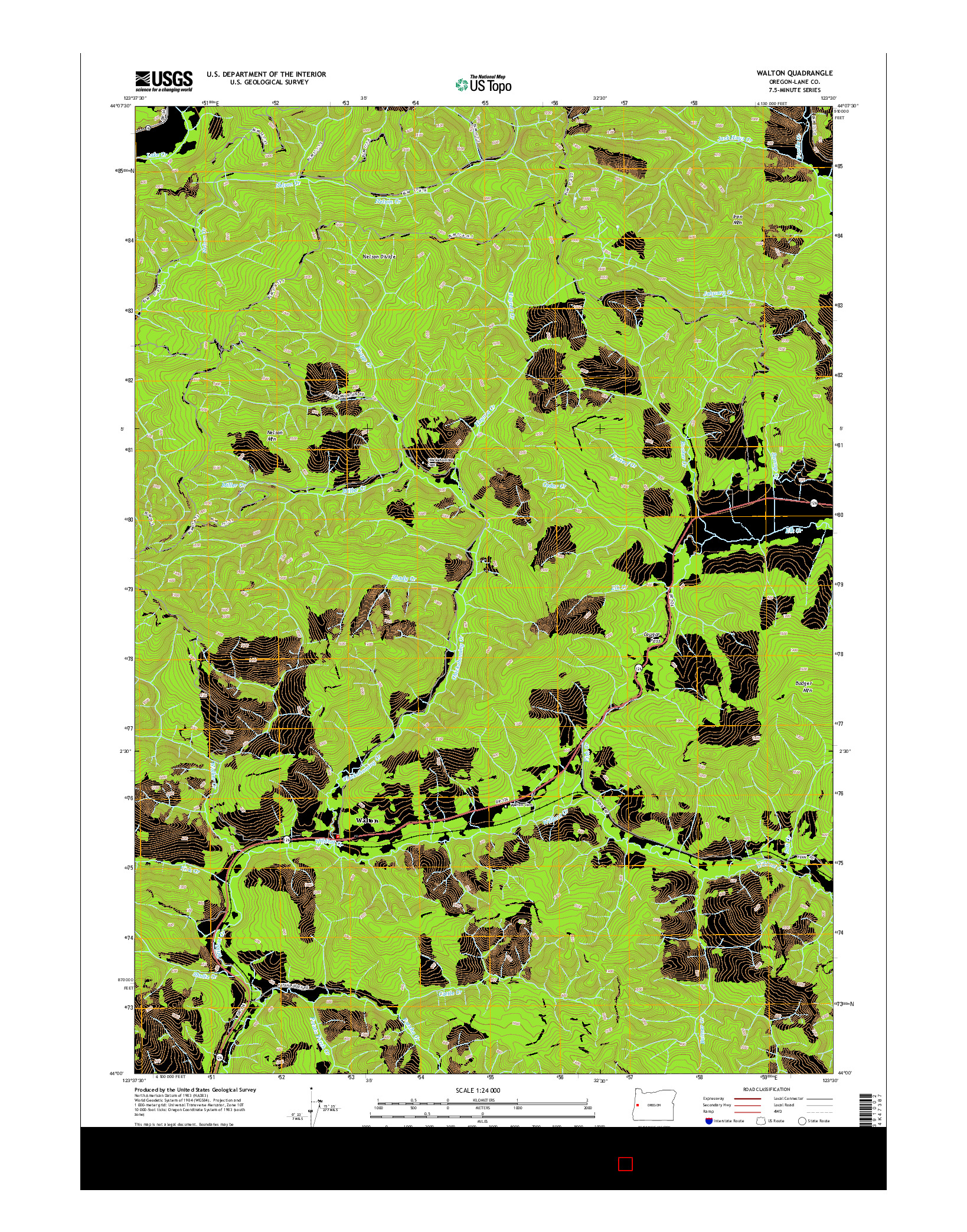 USGS US TOPO 7.5-MINUTE MAP FOR WALTON, OR 2014