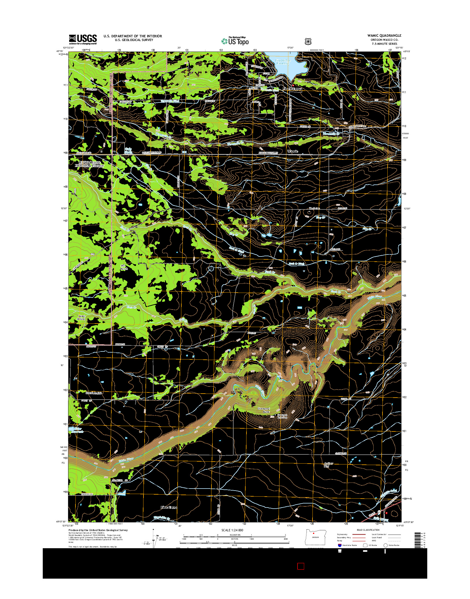 USGS US TOPO 7.5-MINUTE MAP FOR WAMIC, OR 2014