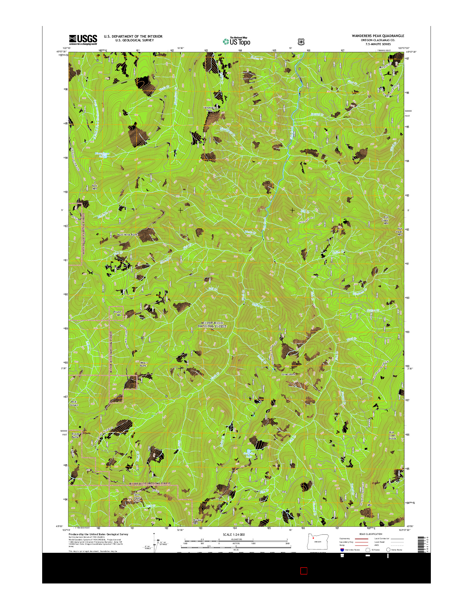 USGS US TOPO 7.5-MINUTE MAP FOR WANDERERS PEAK, OR 2014