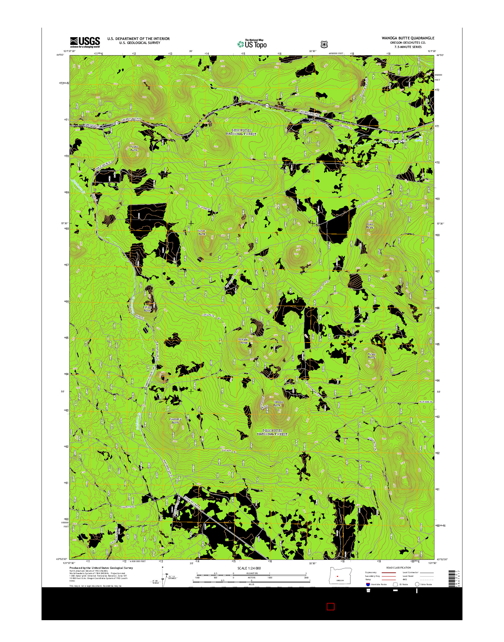 USGS US TOPO 7.5-MINUTE MAP FOR WANOGA BUTTE, OR 2014