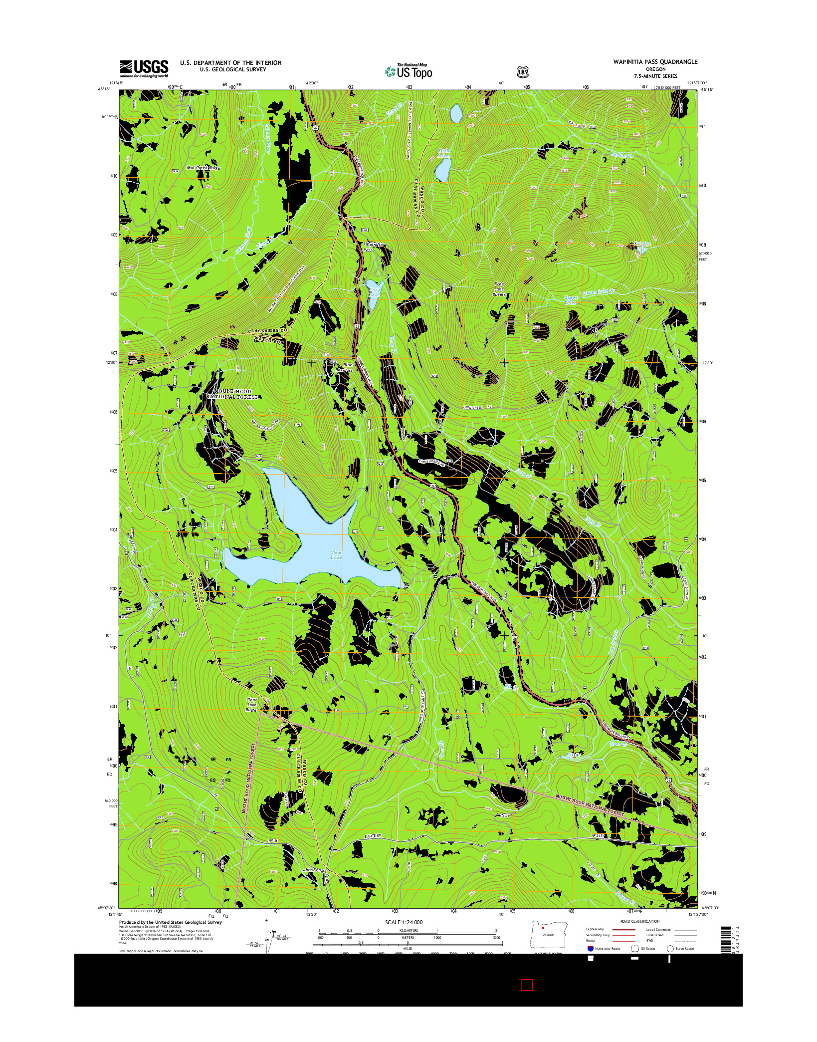 USGS US TOPO 7.5-MINUTE MAP FOR WAPINITIA PASS, OR 2014