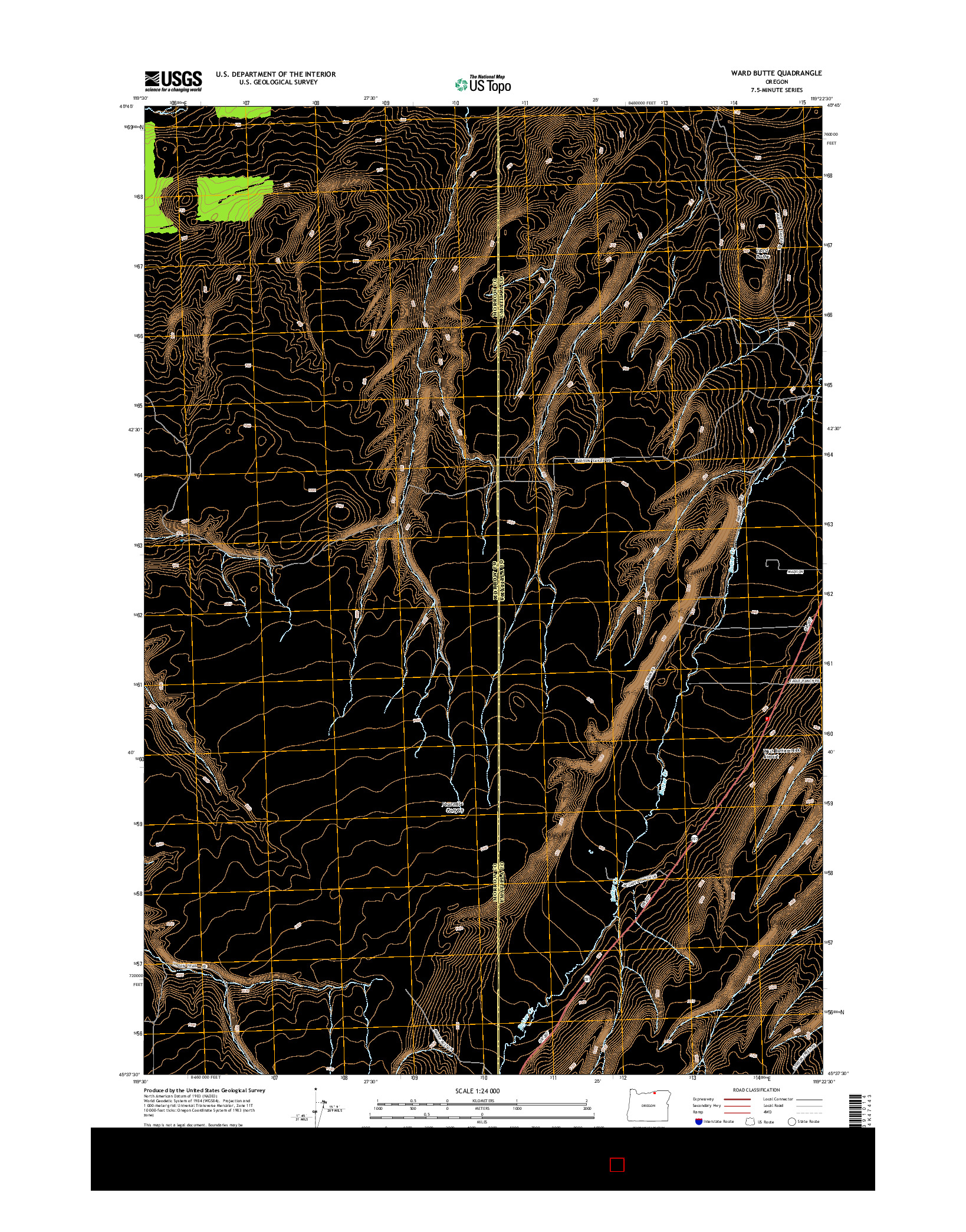 USGS US TOPO 7.5-MINUTE MAP FOR WARD BUTTE, OR 2014