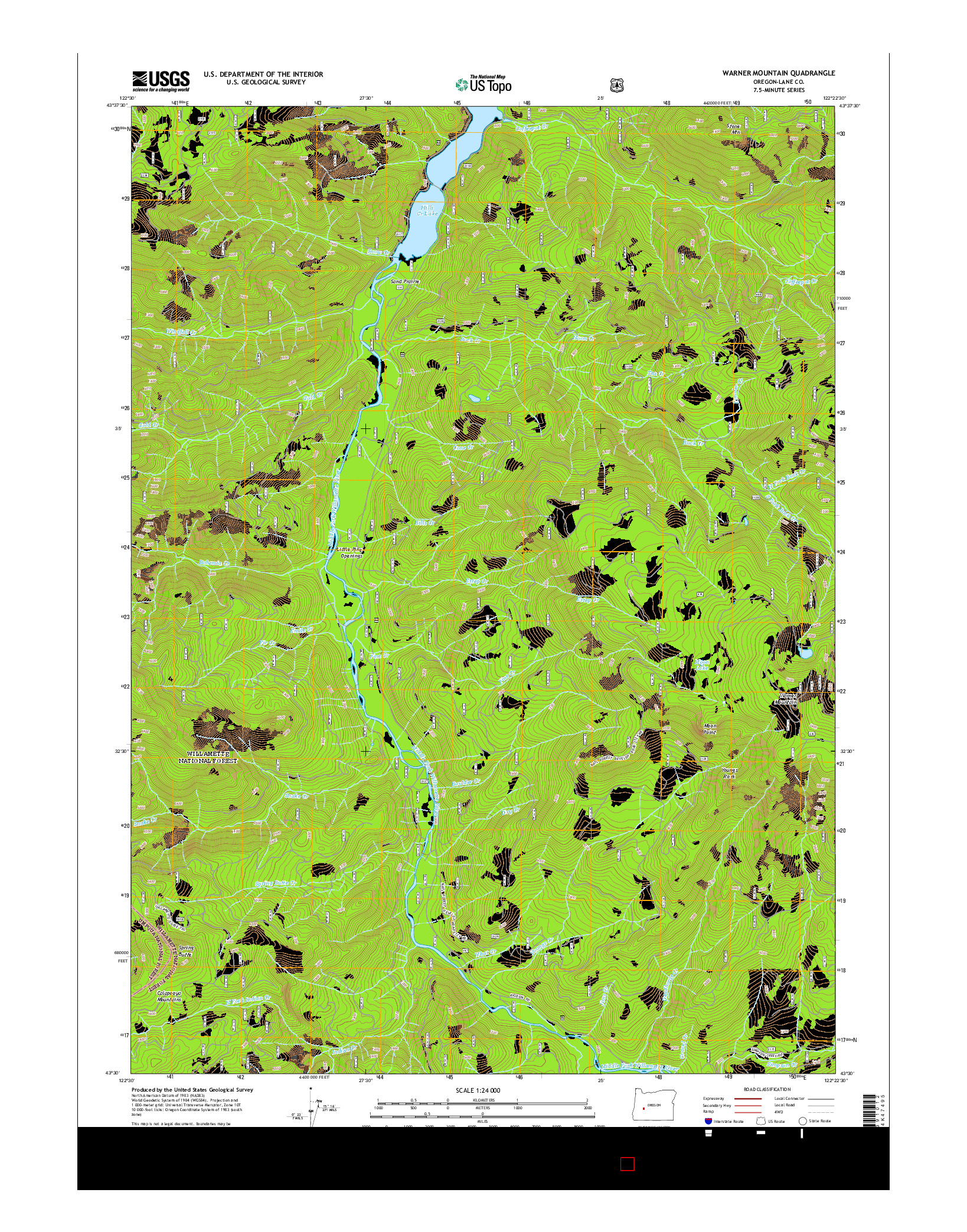 USGS US TOPO 7.5-MINUTE MAP FOR WARNER MOUNTAIN, OR 2014