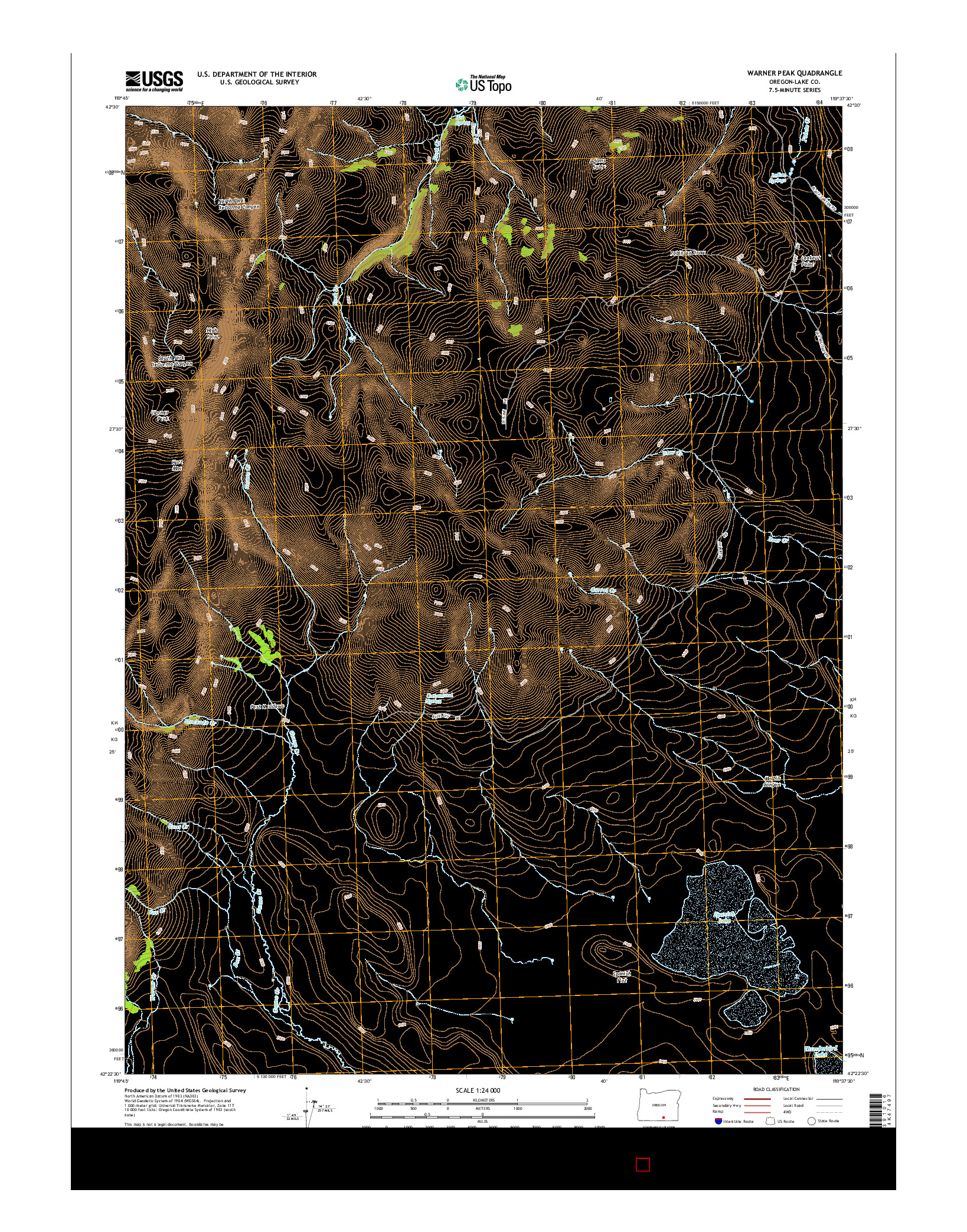 USGS US TOPO 7.5-MINUTE MAP FOR WARNER PEAK, OR 2014